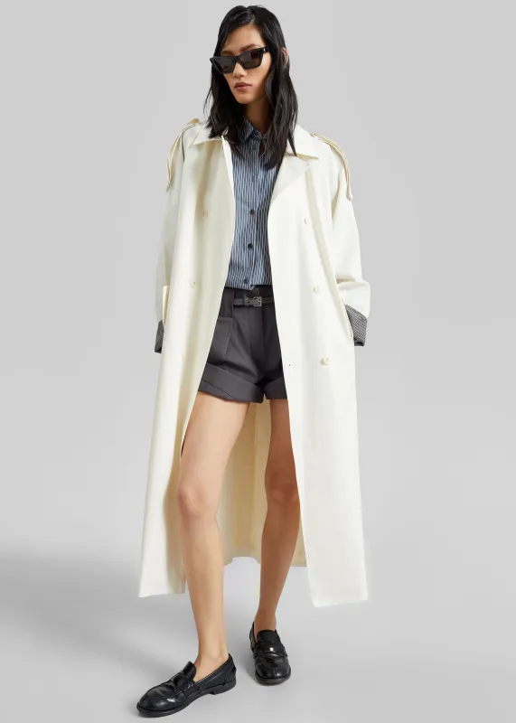 Brion Contrast Cuff Trench Coat - Cream made by Frankie Shop