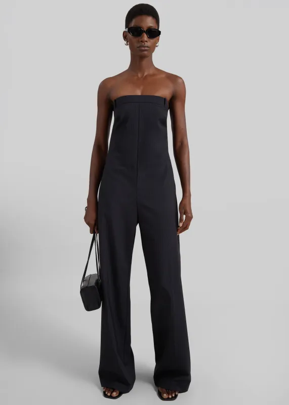 St. Agni Wool Pinstripe Deconstructed Jumpsuit - Fine Pinstripe made by St. Agni