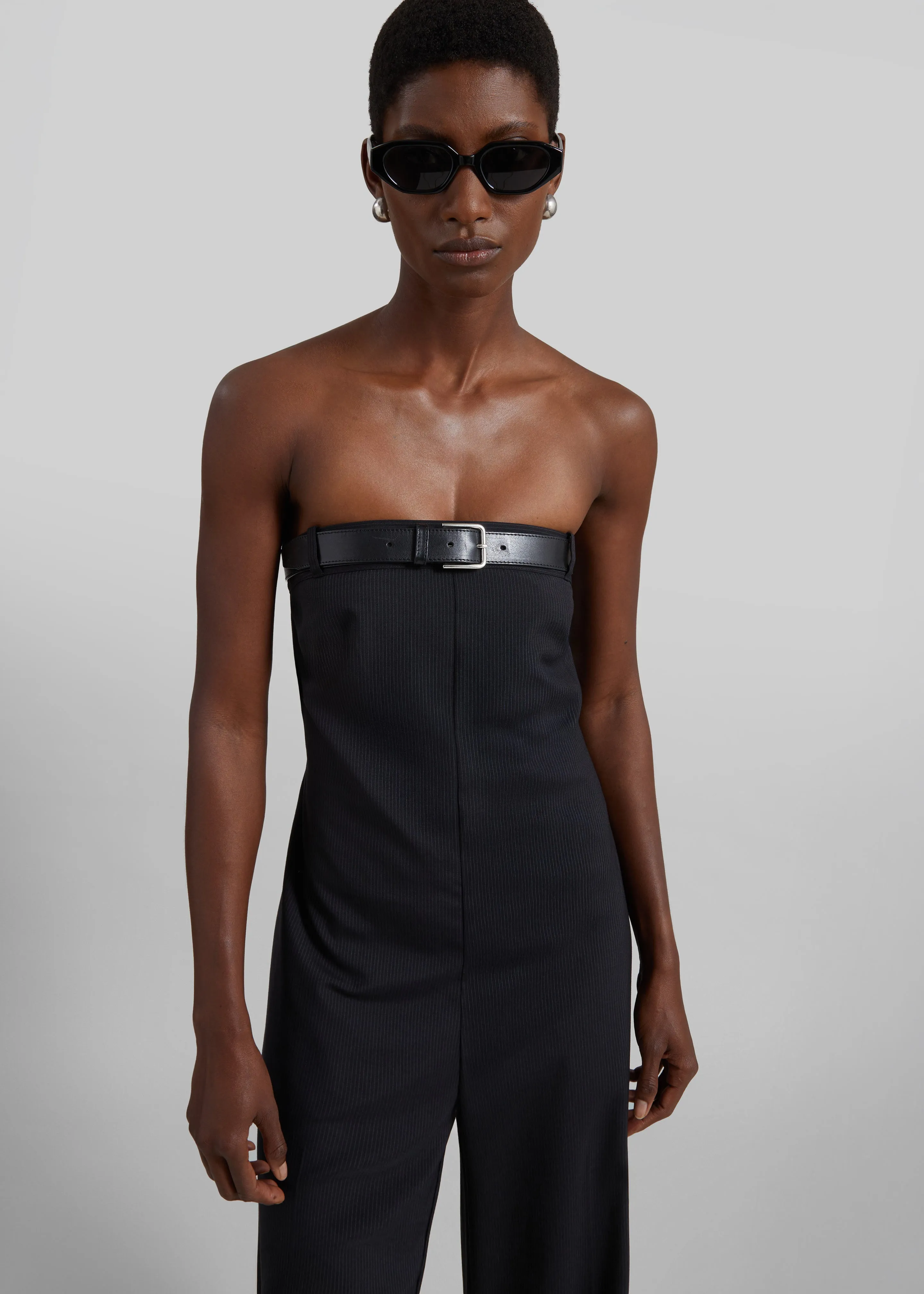 St. Agni Wool Pinstripe Deconstructed Jumpsuit - Fine Pinstripe sold by Frankie Shop product image thumbnail 2