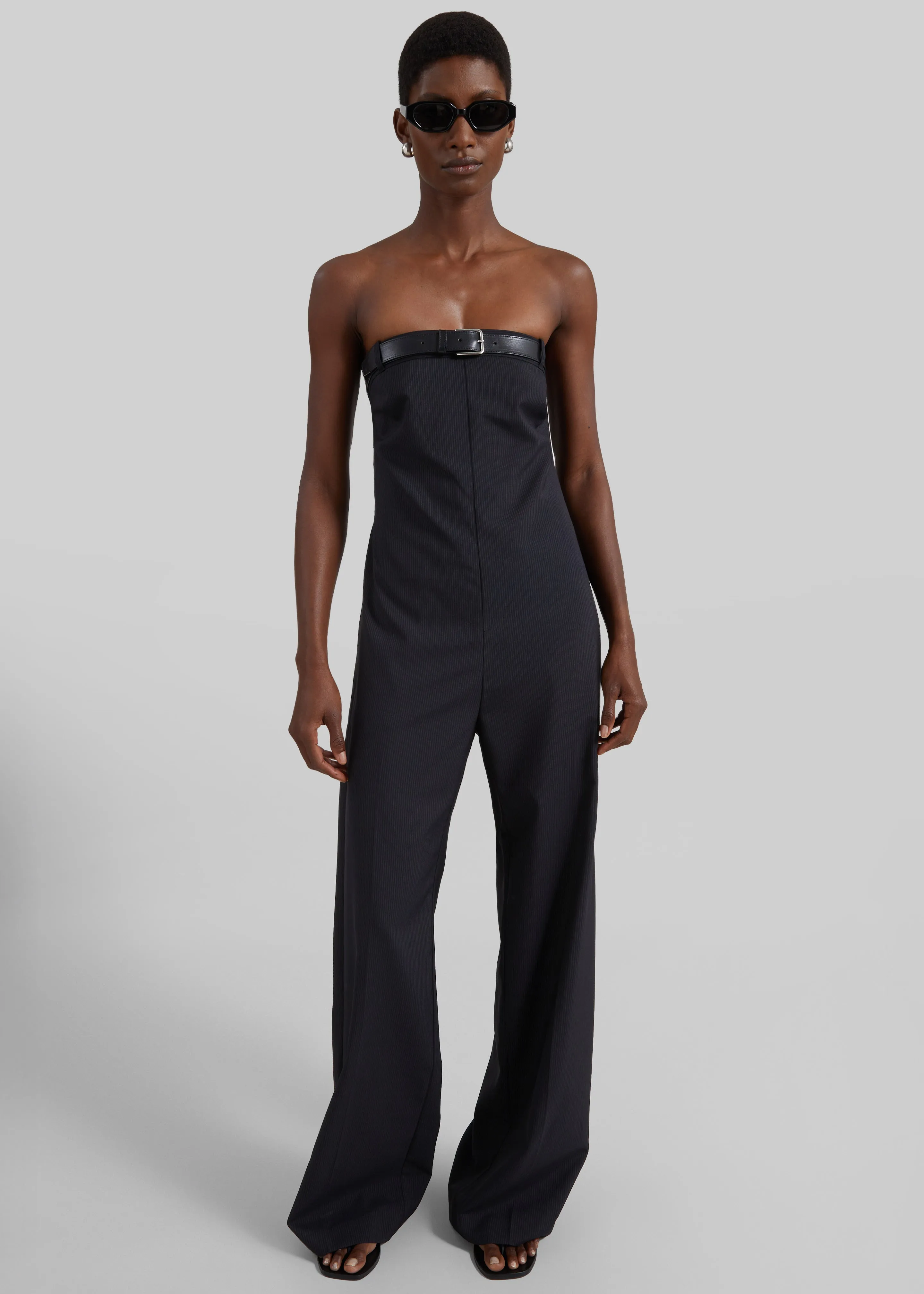 St. Agni Wool Pinstripe Deconstructed Jumpsuit - Fine Pinstripe sold by Frankie Shop product image thumbnail 5