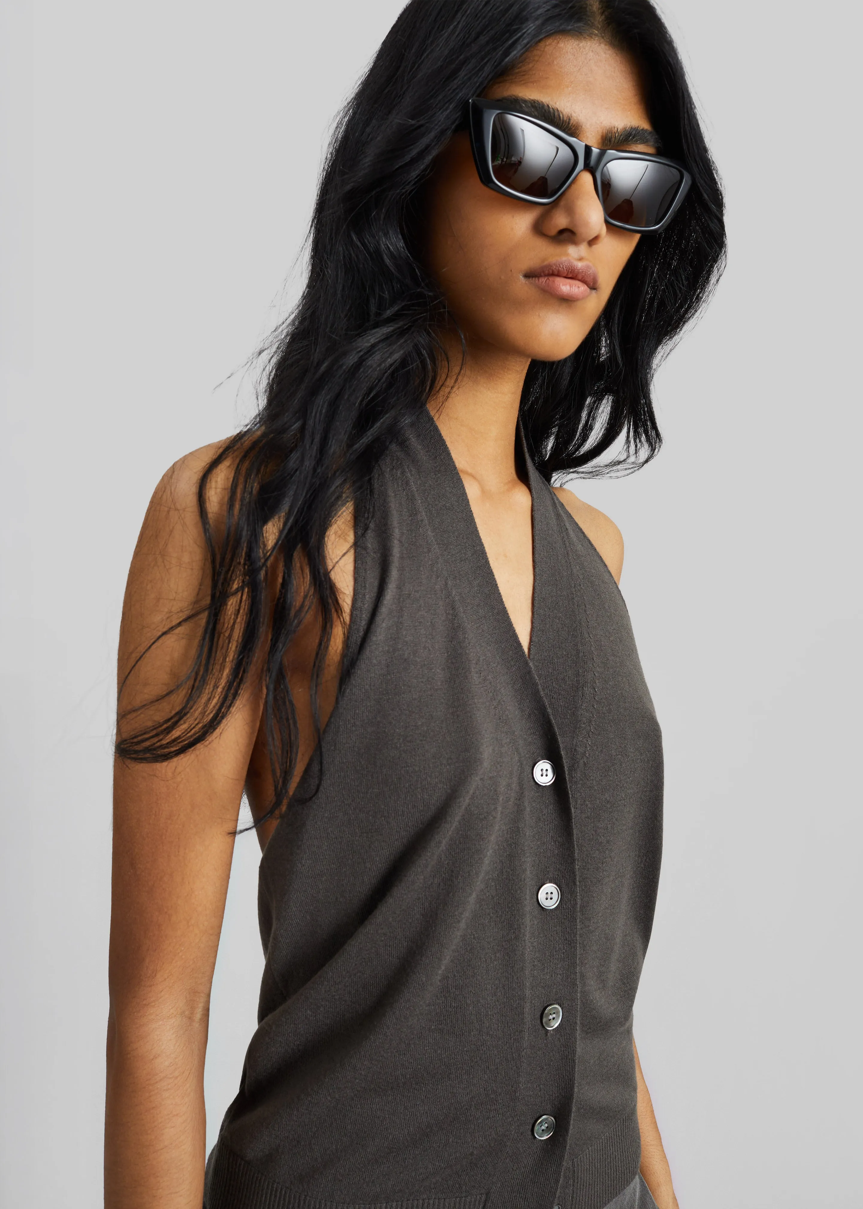 Nimi Knit Halter Top - Charcoal sold by Frankie Shop product image thumbnail 4