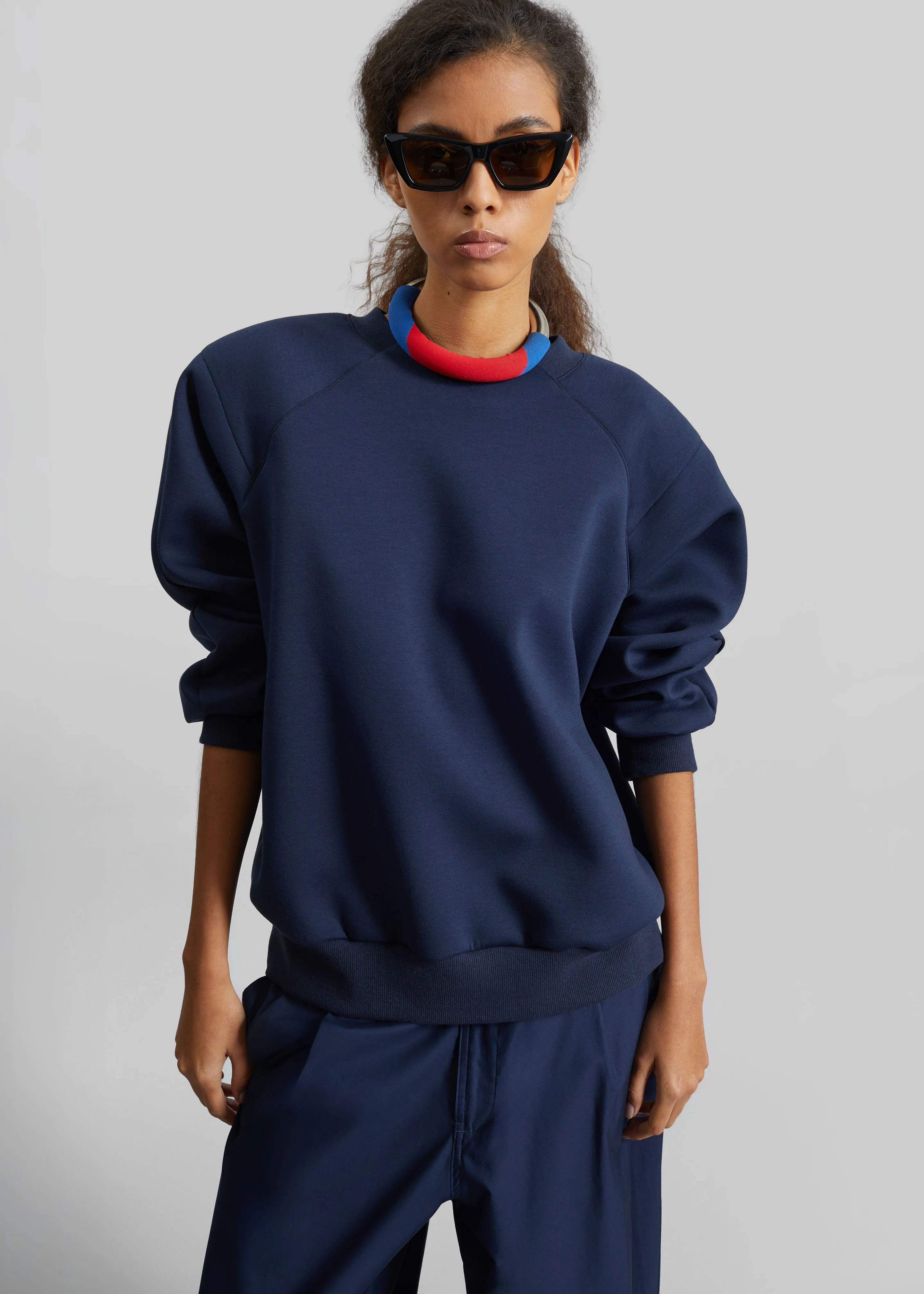 Leian Neoprene Padded Sweatshirt - Navy sold by Frankie Shop