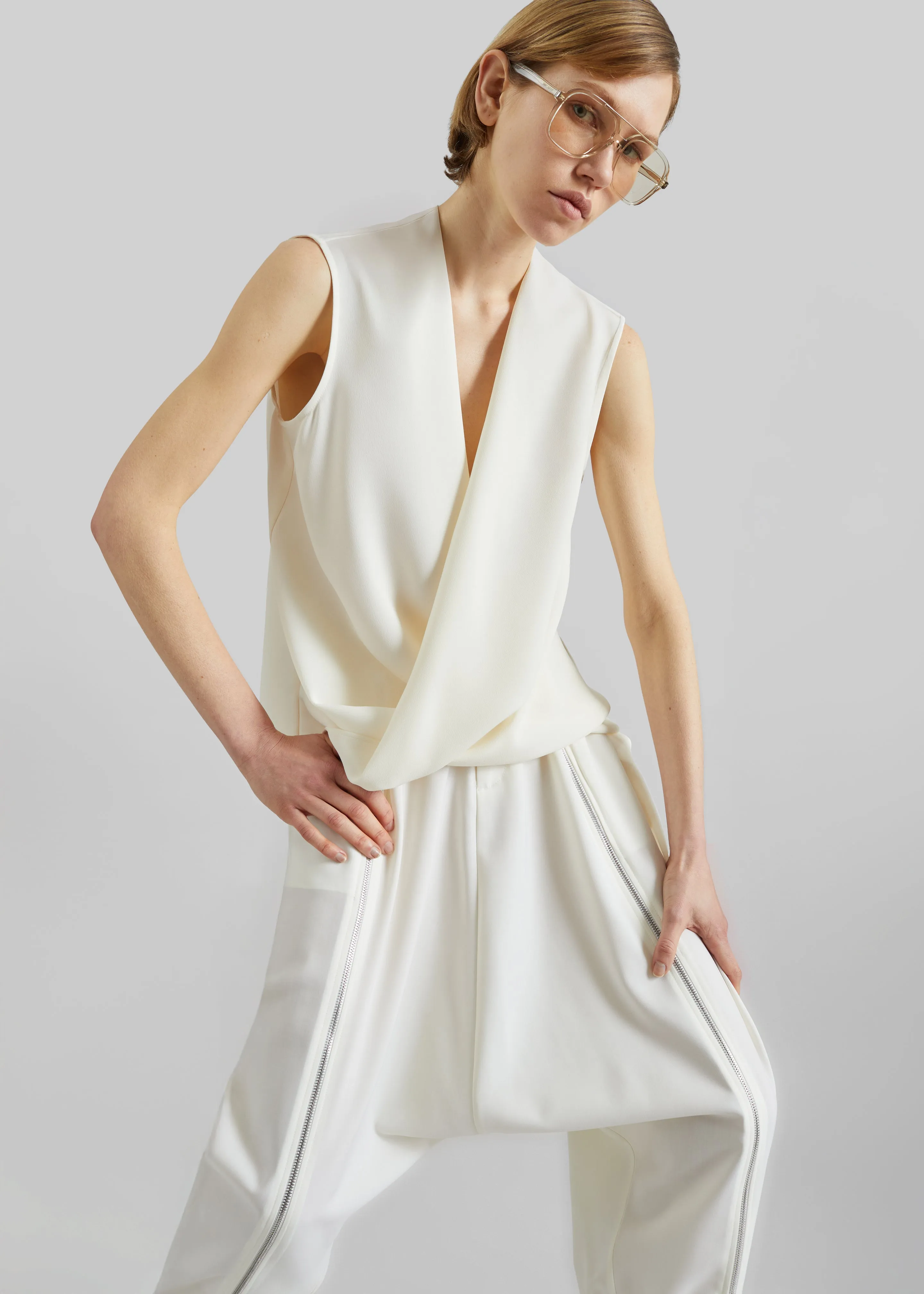 Coperni Double Zipped Sarouel Pants - White sold by Frankie Shop product image thumbnail 5