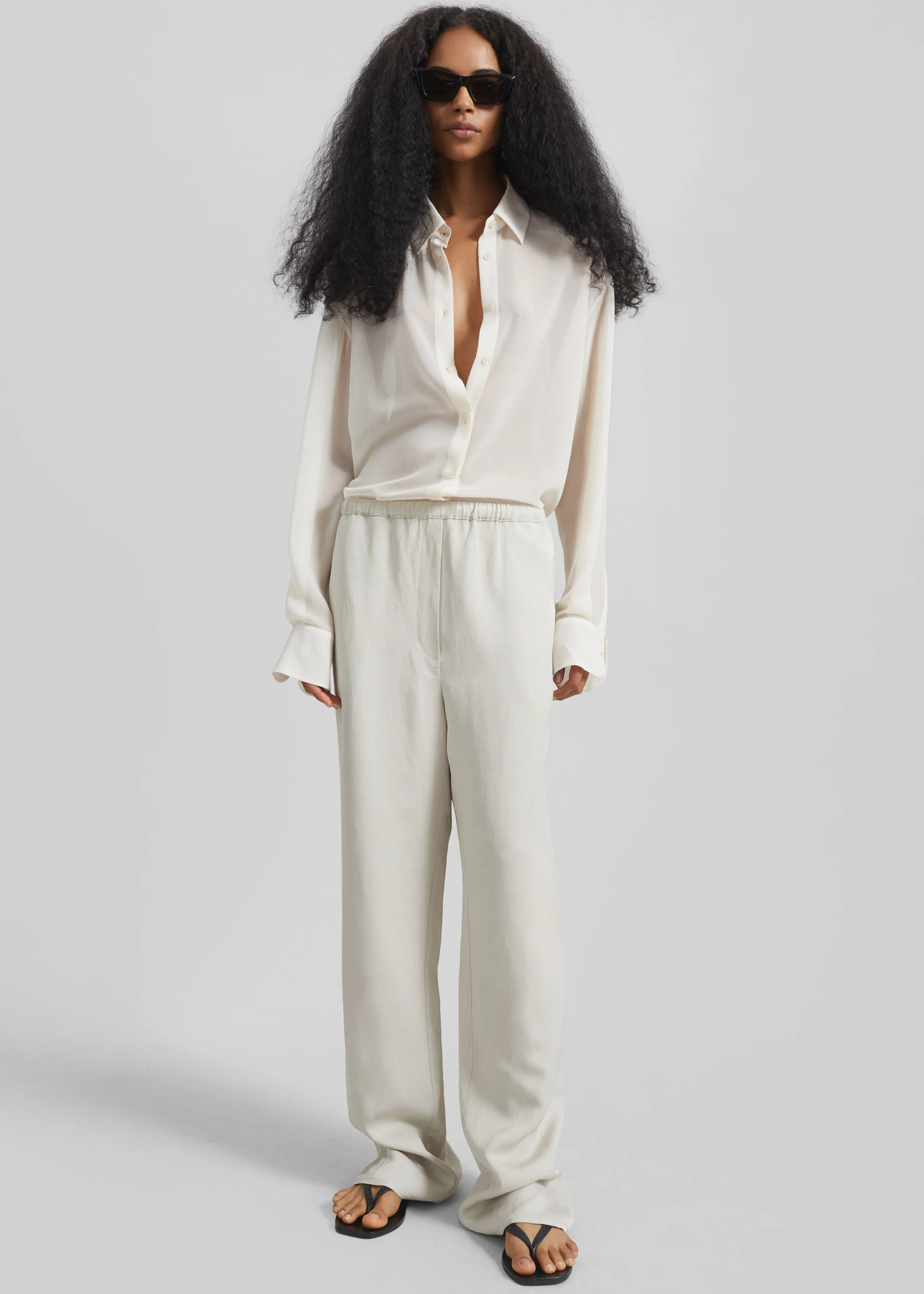 Bruna Linen Soft Pants - Light Beige sold by Frankie Shop