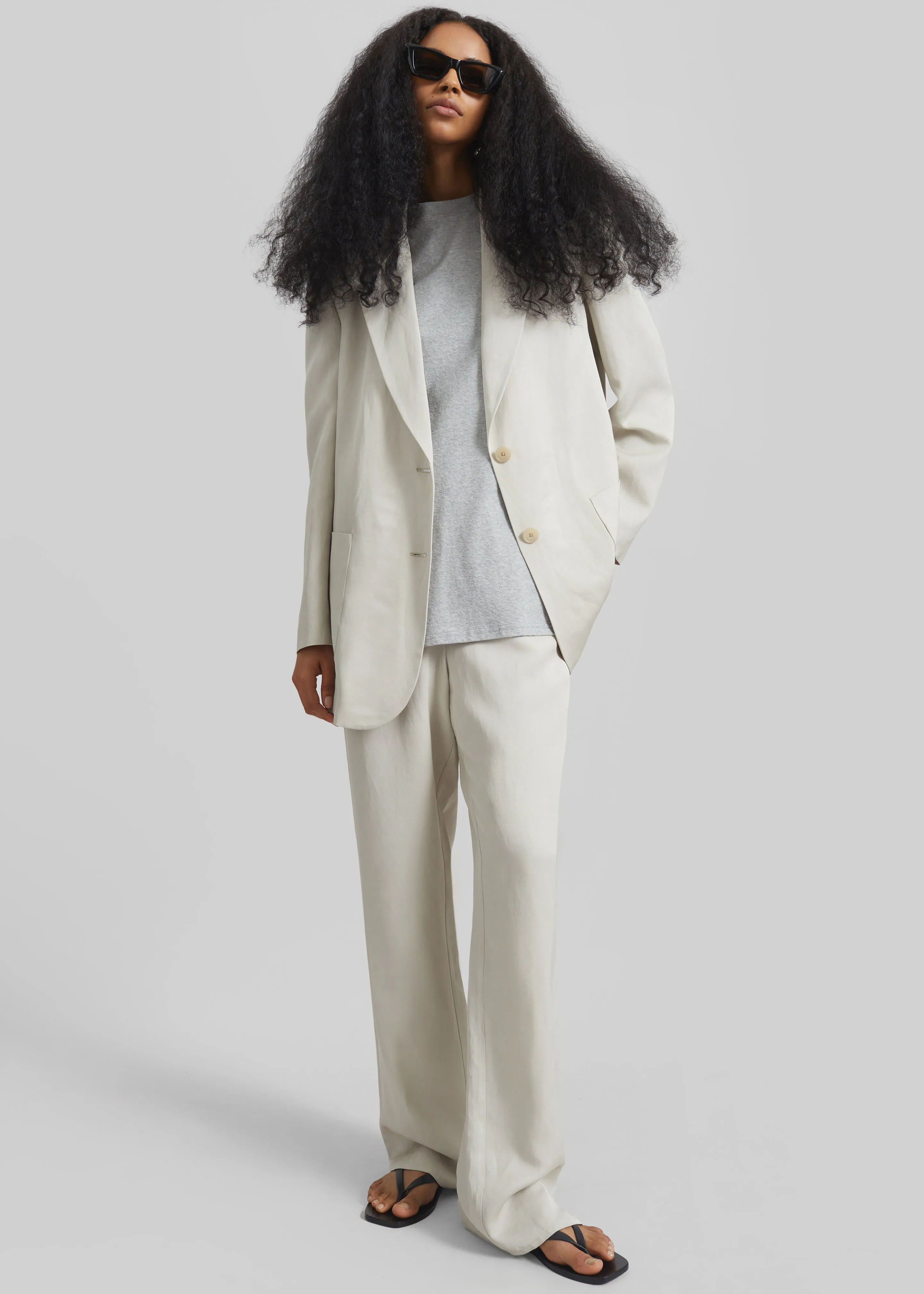 Bruna Linen Soft Blazer - Light Beige sold by Frankie Shop product image thumbnail 4