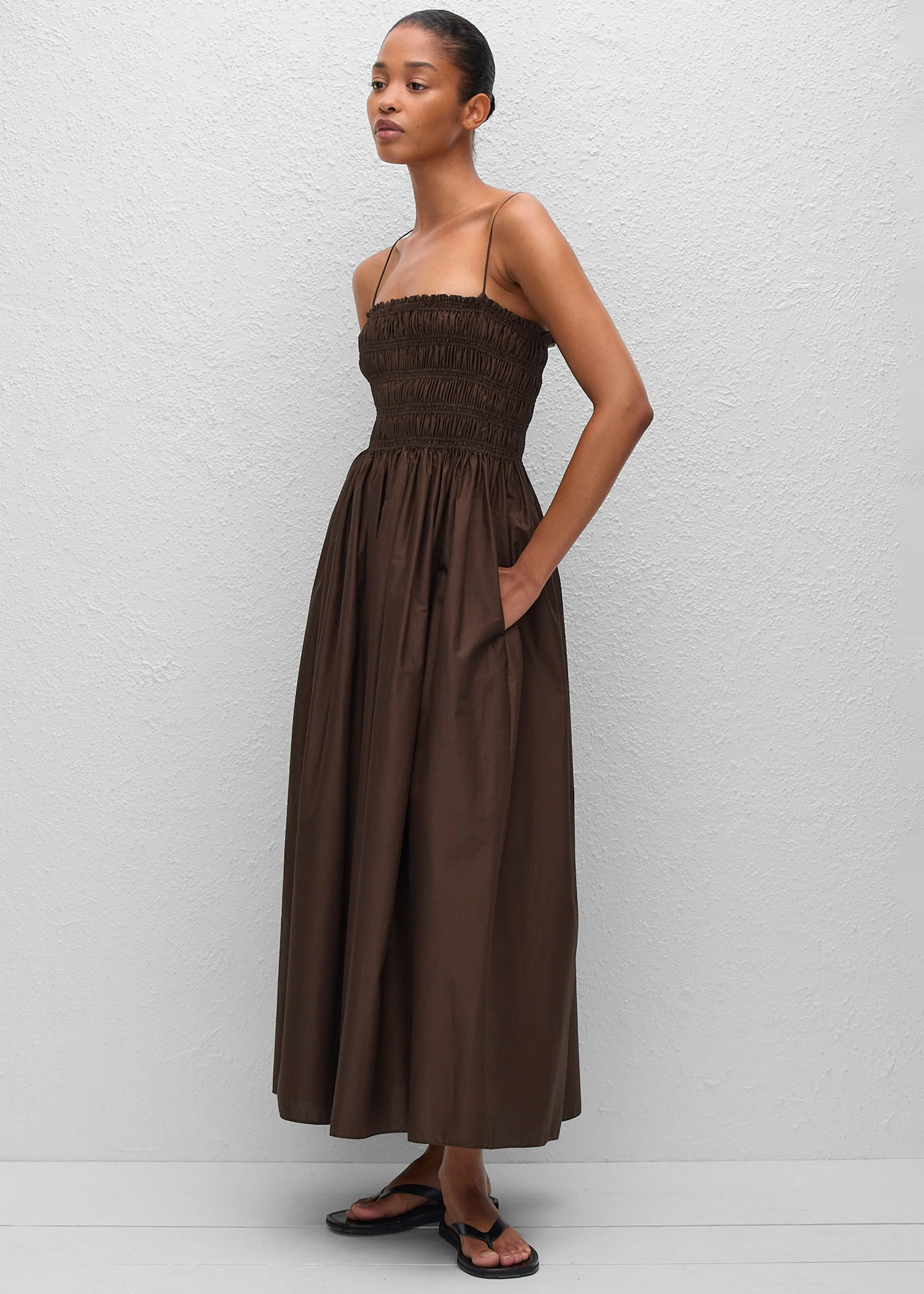 Matteau Shirred Bodice Dress - Chocolate sold by Frankie Shop product image thumbnail 3