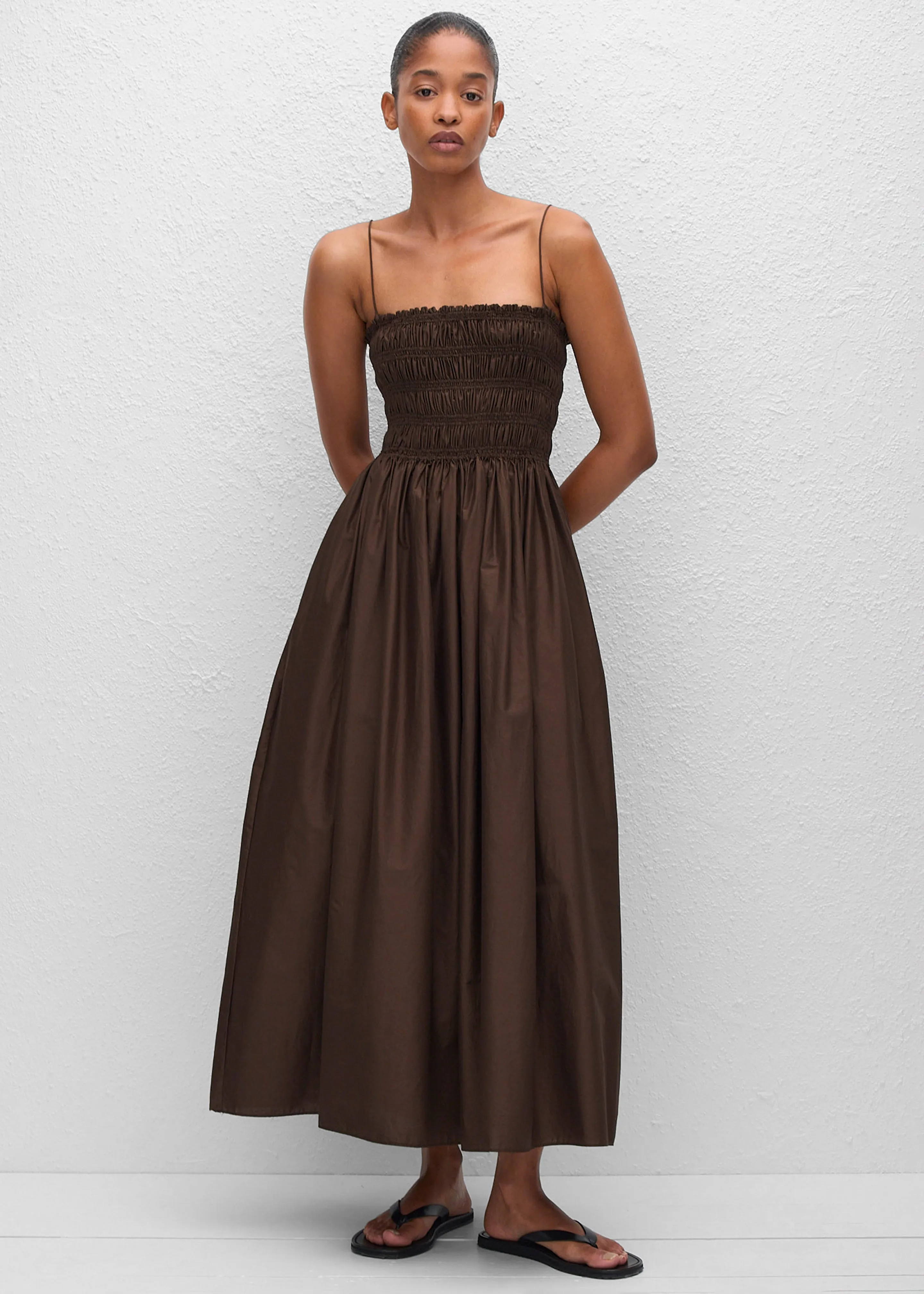 Matteau Shirred Bodice Dress - Chocolate sold by Frankie Shop product image thumbnail 4
