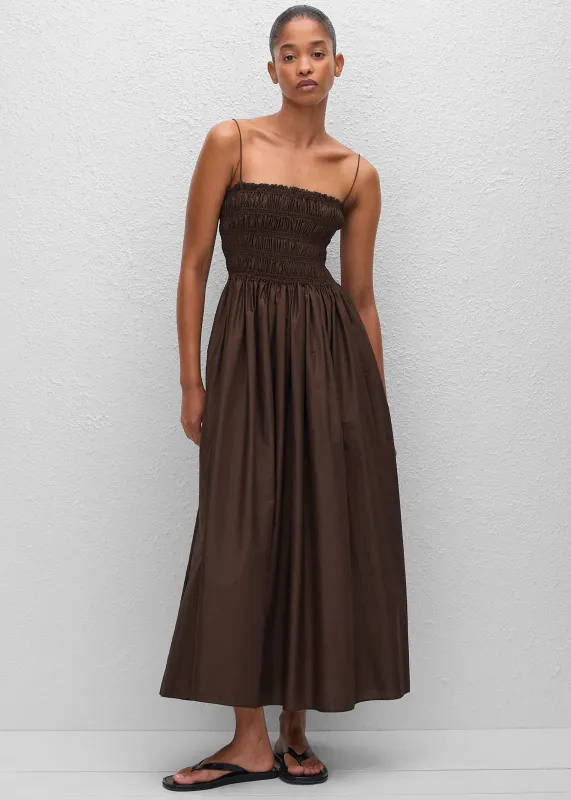 Matteau Shirred Bodice Dress - Chocolate made by Matteau