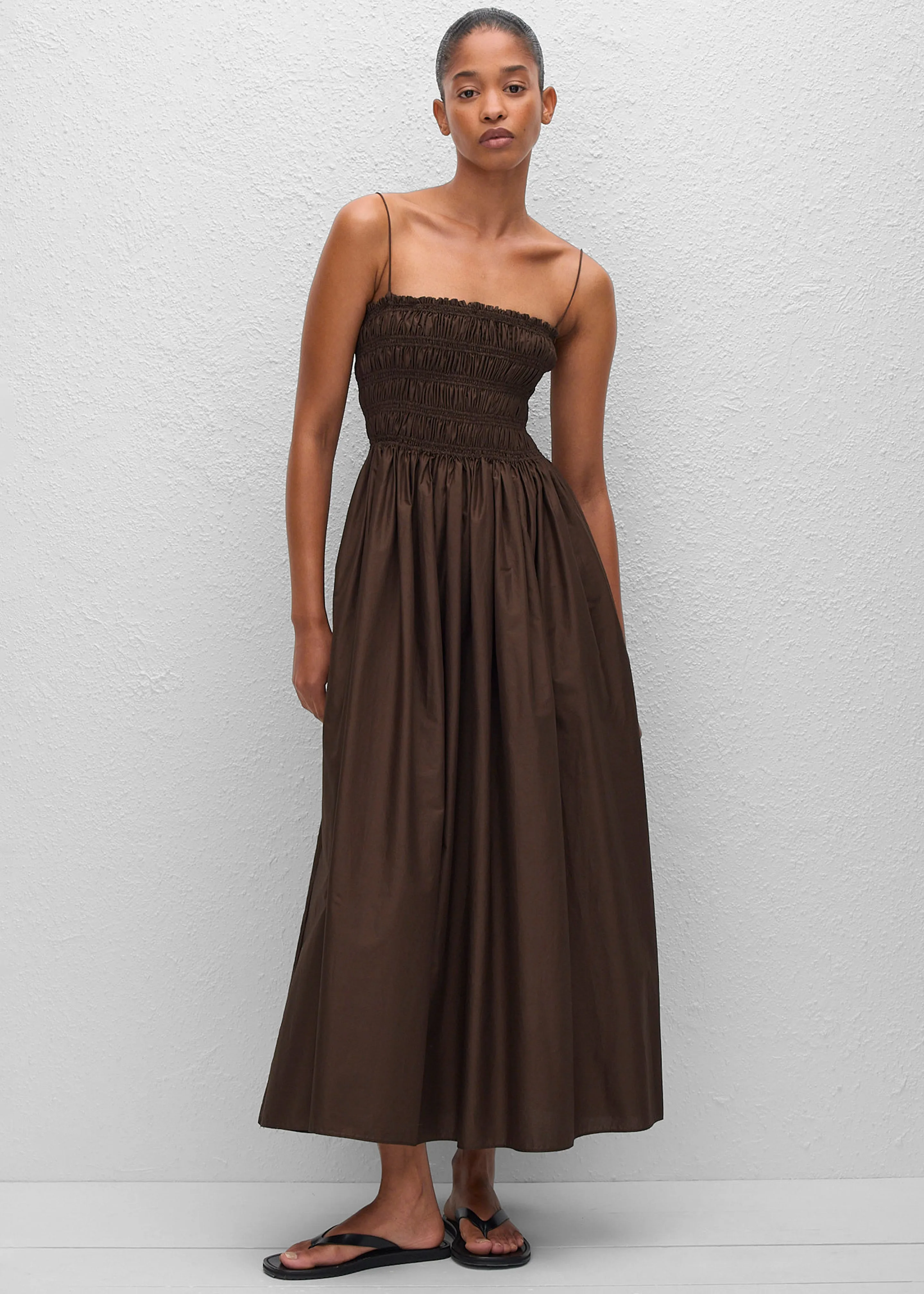 Matteau Shirred Bodice Dress - Chocolate sold by Frankie Shop