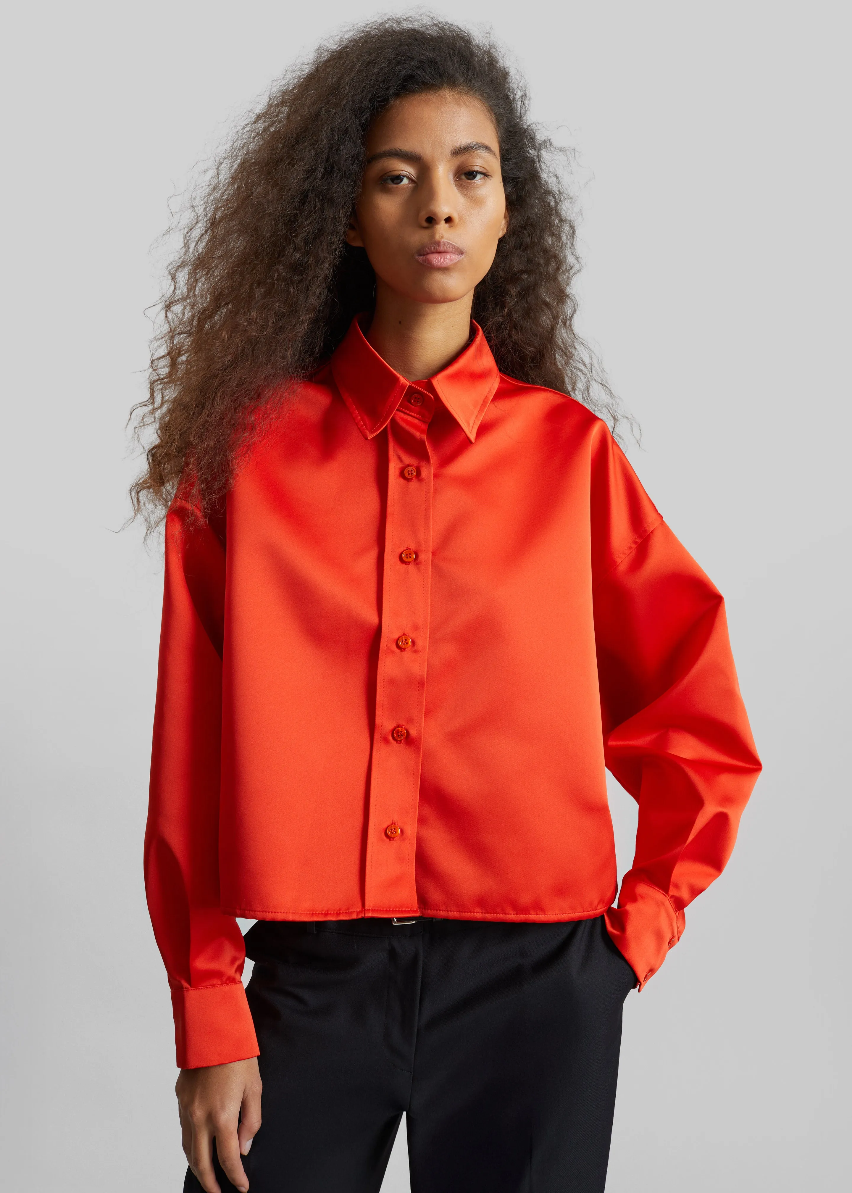 Arlen Satin Boxy Shirt - Coral Red sold by Frankie Shop product image thumbnail 3