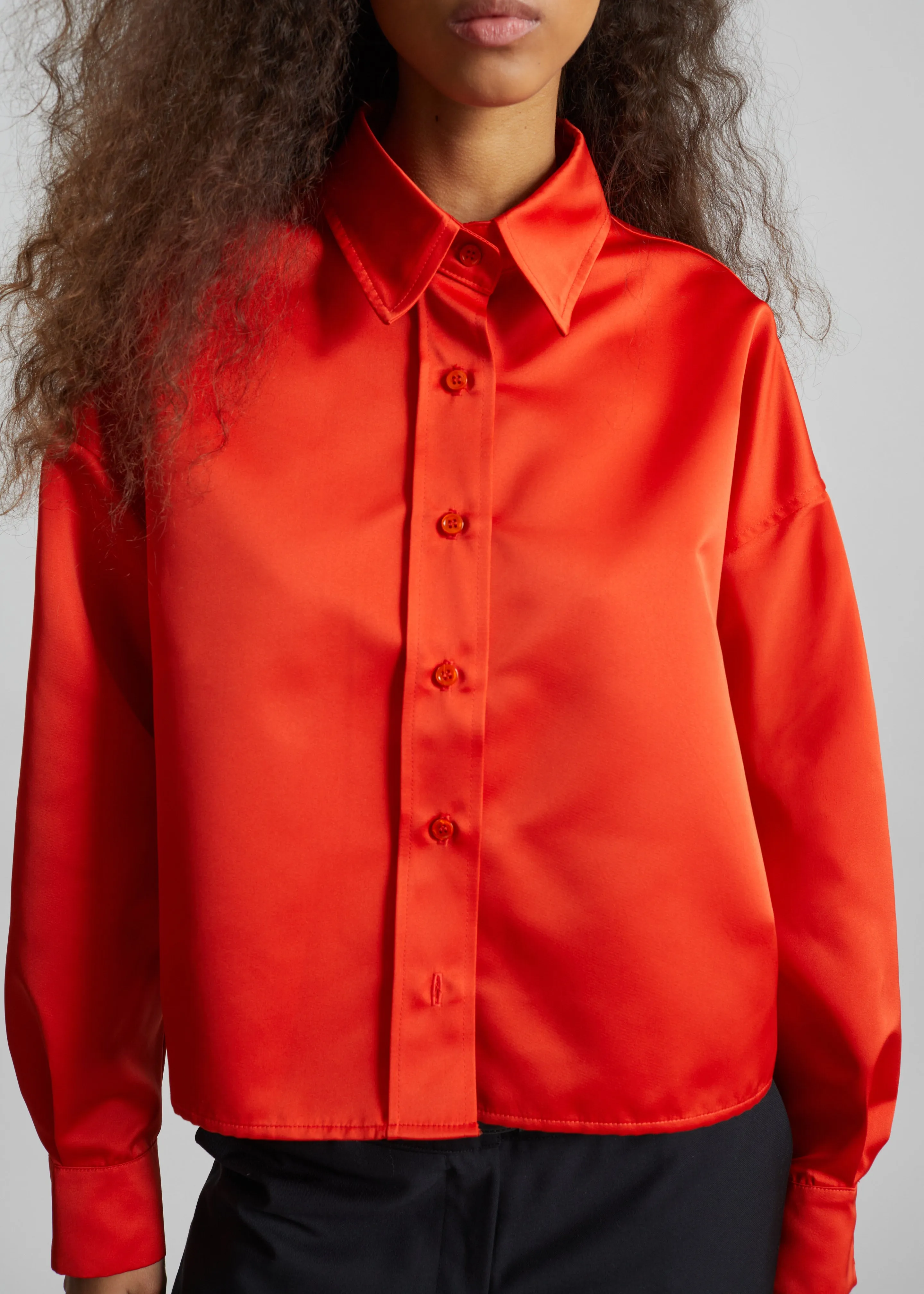 Arlen Satin Boxy Shirt - Coral Red sold by Frankie Shop product image thumbnail 4