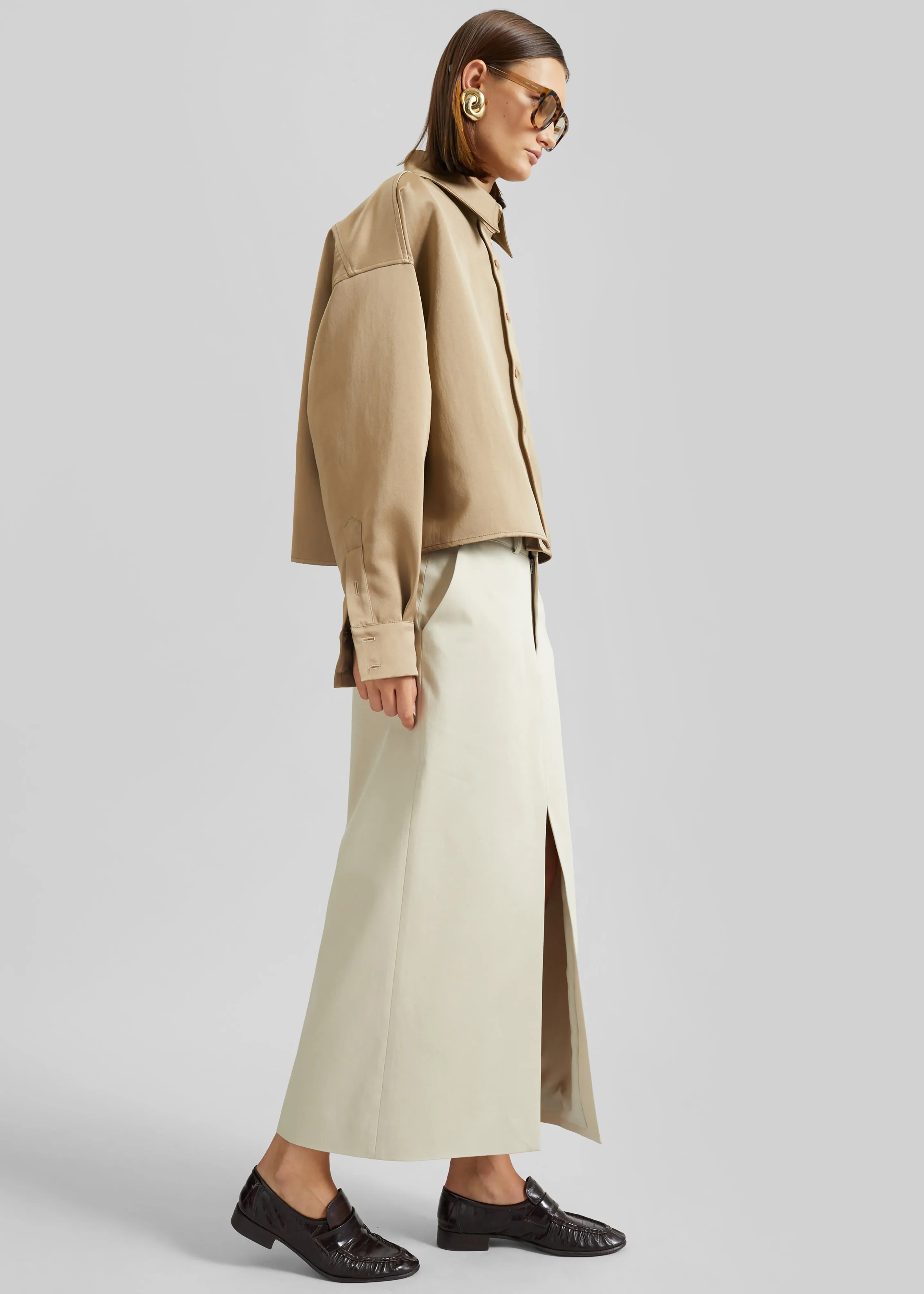 Arlen Satin Boxy Shirt - Beige sold by Frankie Shop product image thumbnail 2