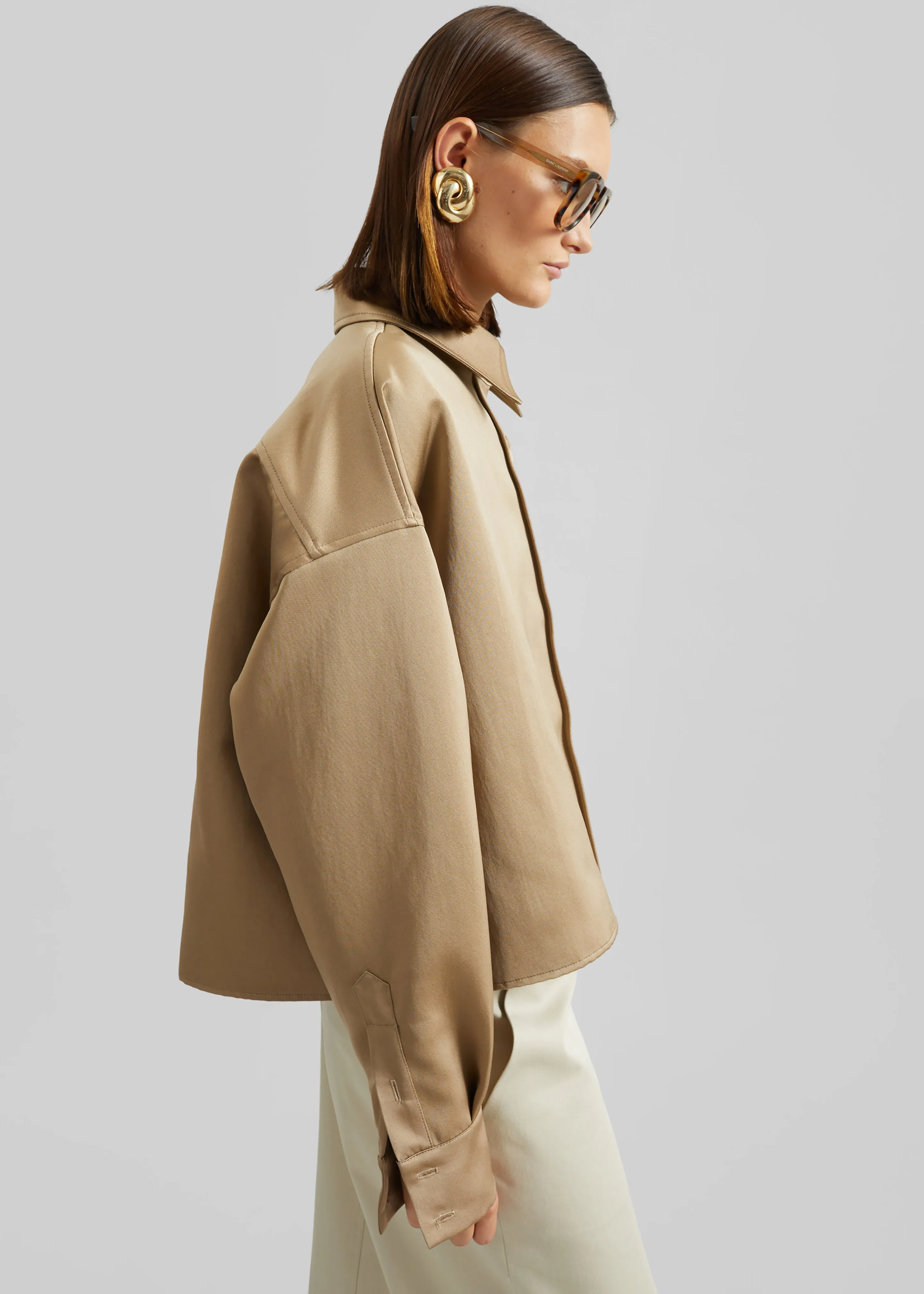 Arlen Satin Boxy Shirt - Beige sold by Frankie Shop product image thumbnail 4