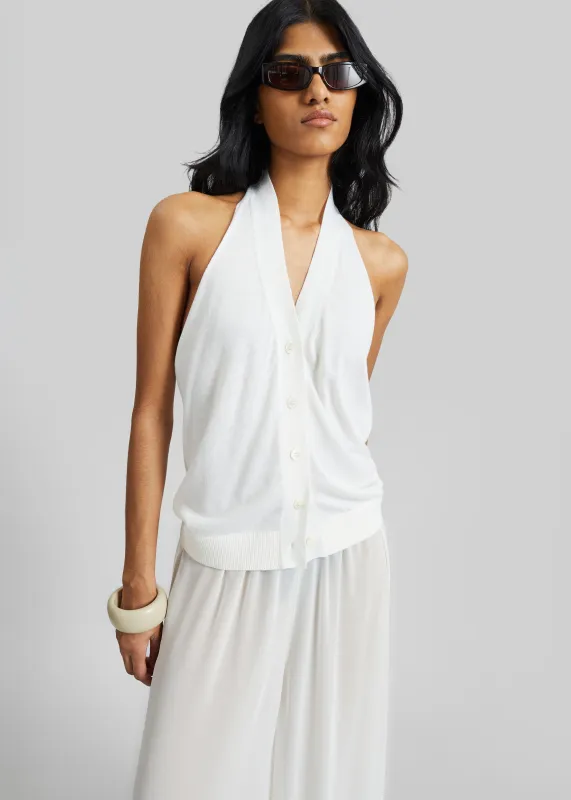 Nimi Knit Halter Top - White made by Frankie Shop