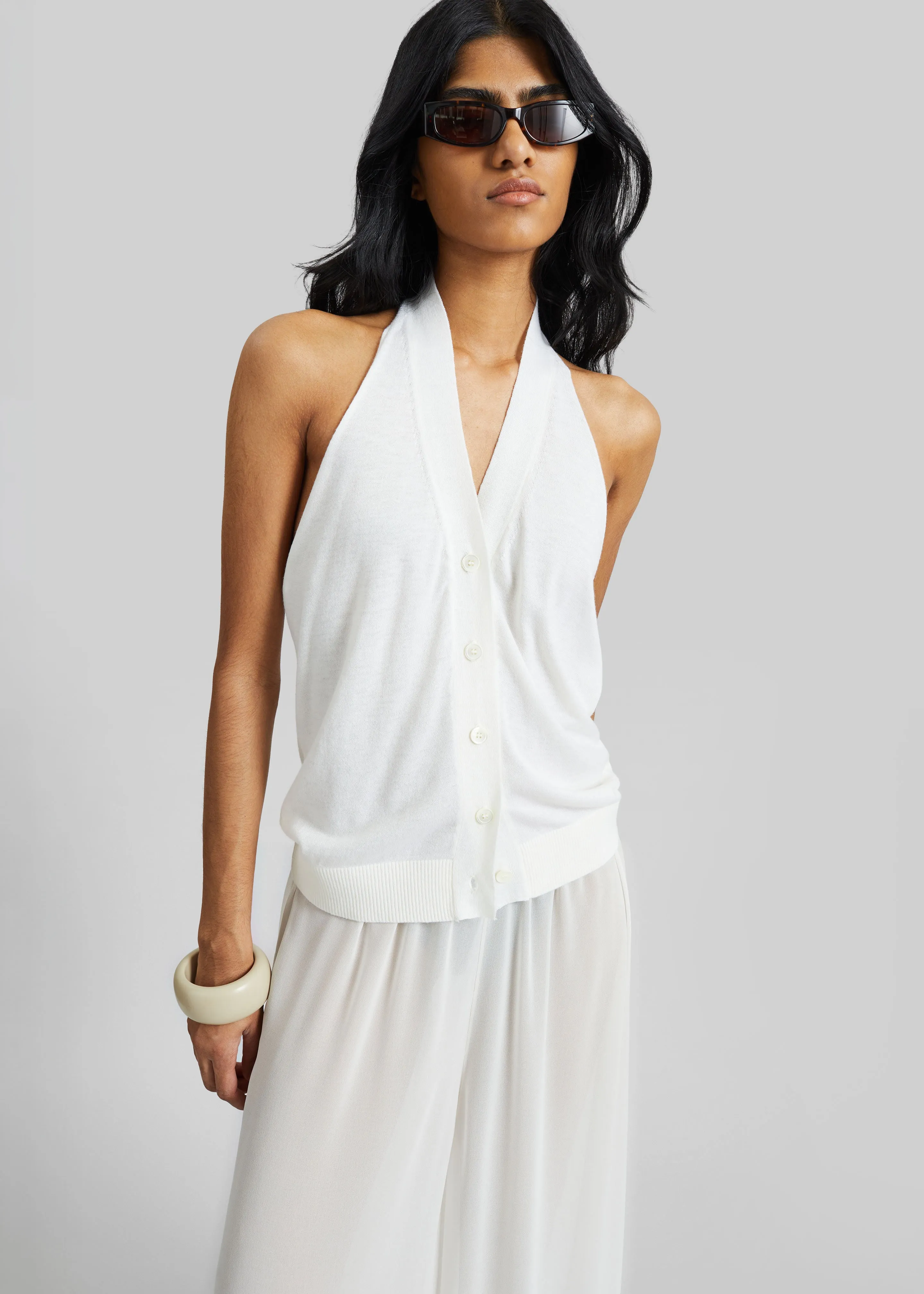 Nimi Knit Halter Top - White sold by Frankie Shop
