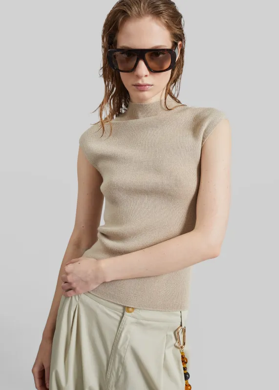 Troyes Knit Top - Beige made by Frankie Shop