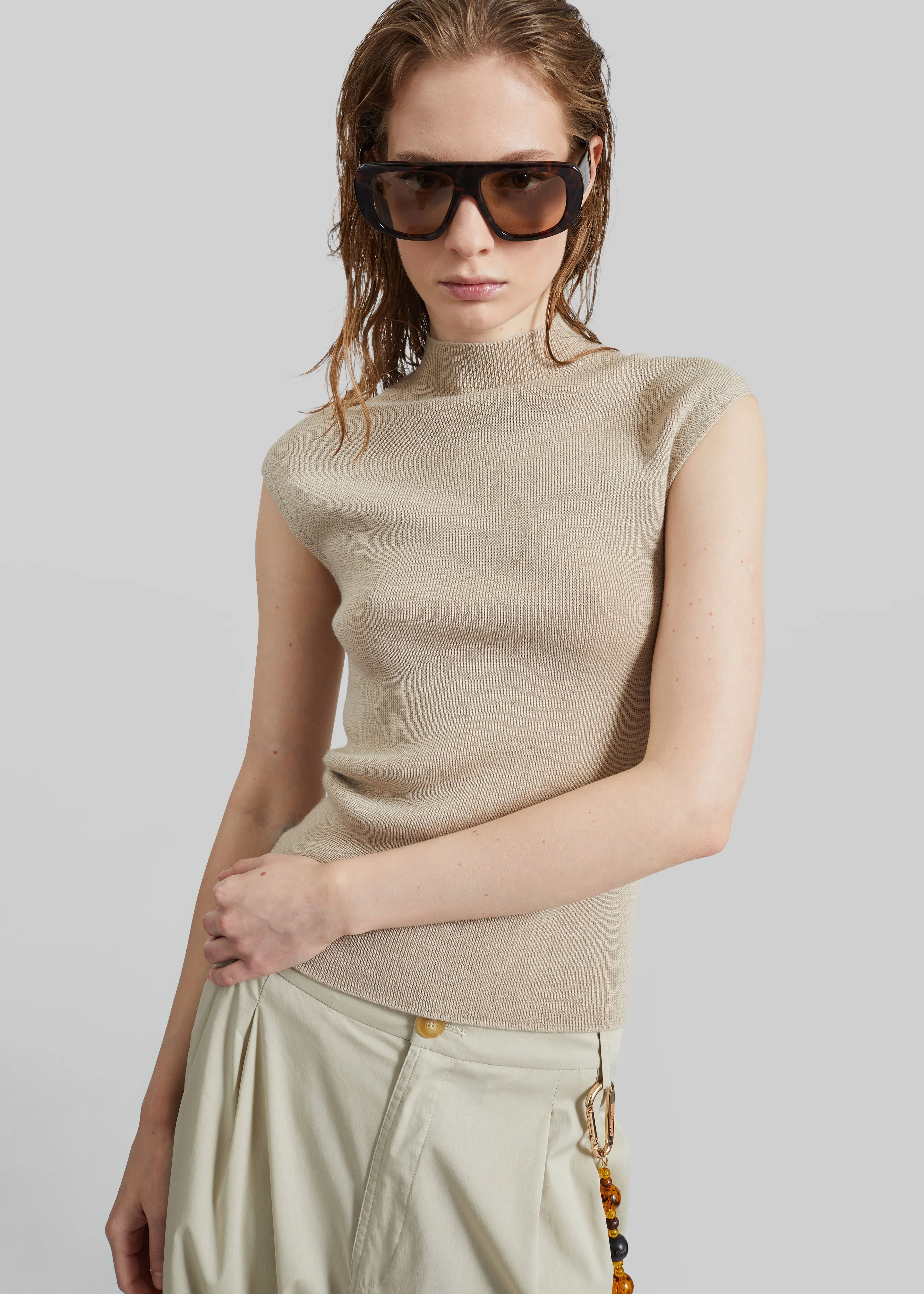 Troyes Knit Top - Beige sold by Frankie Shop