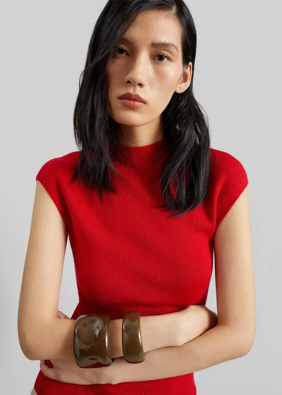 Troyes Knit Top - Red made by Frankie Shop