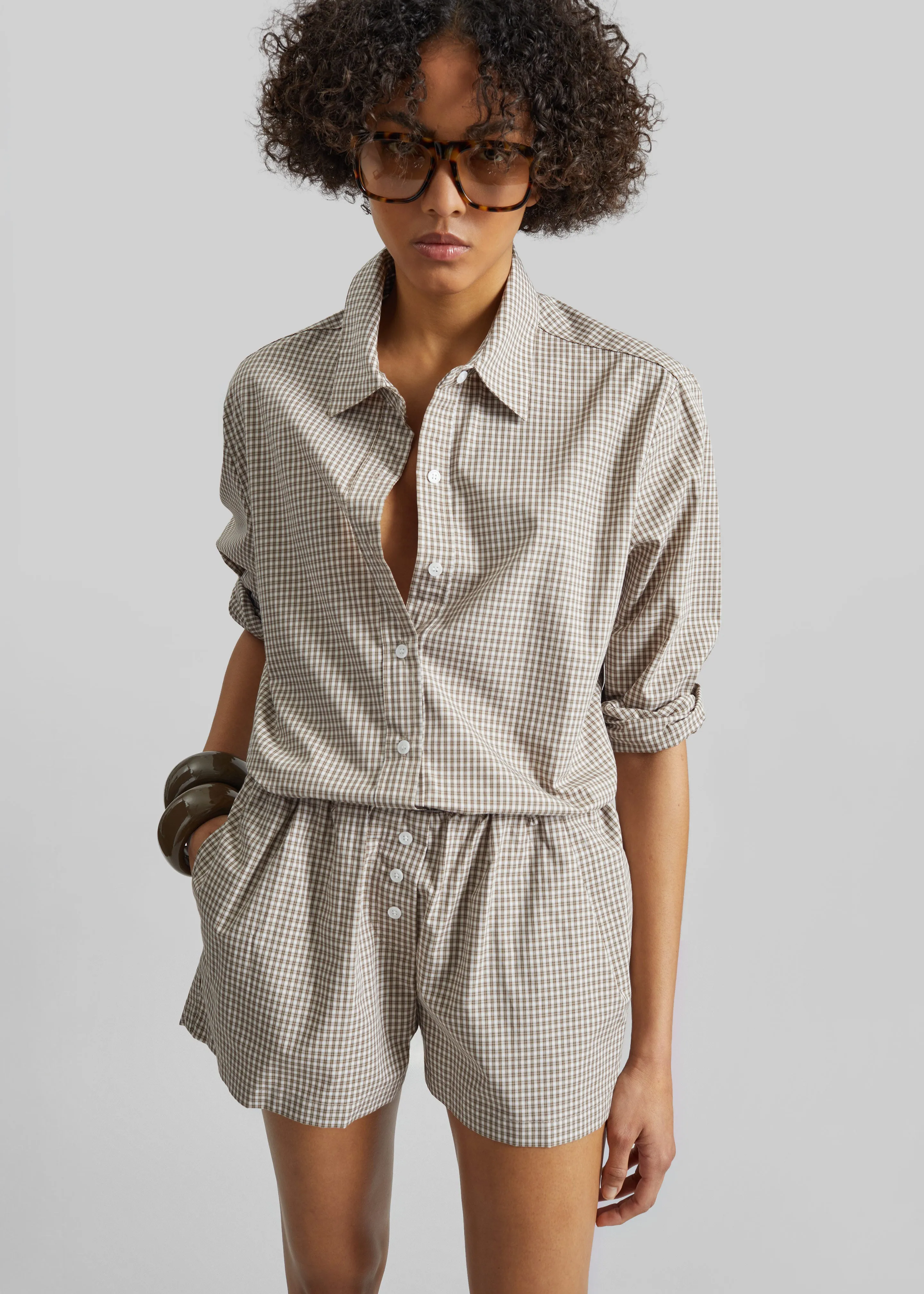 Odemira Shirt - Beige Plaid sold by Frankie Shop product image thumbnail 3