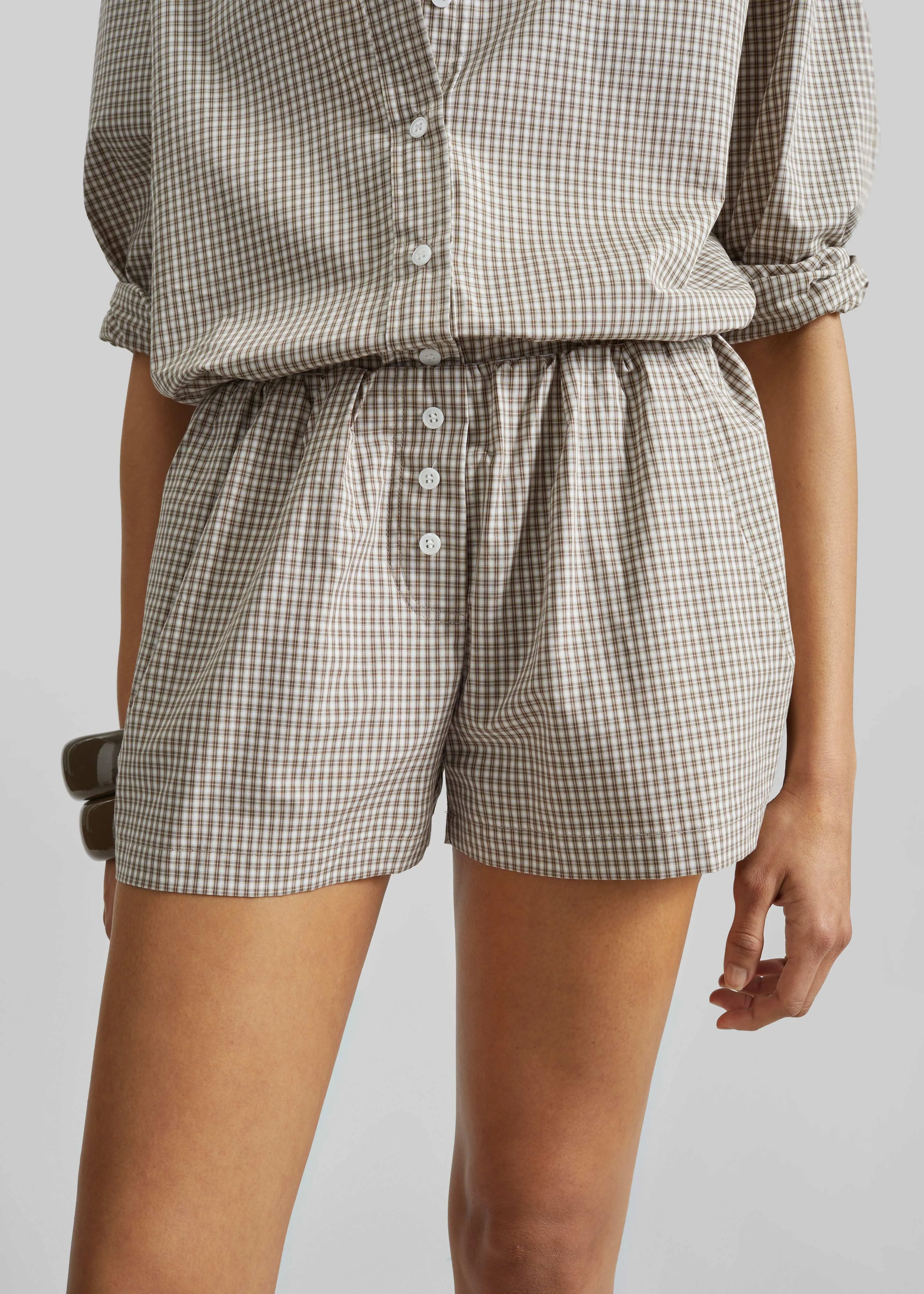 Odemira Mini Boxer Shorts - Beige Plaid sold by Frankie Shop product image thumbnail 3