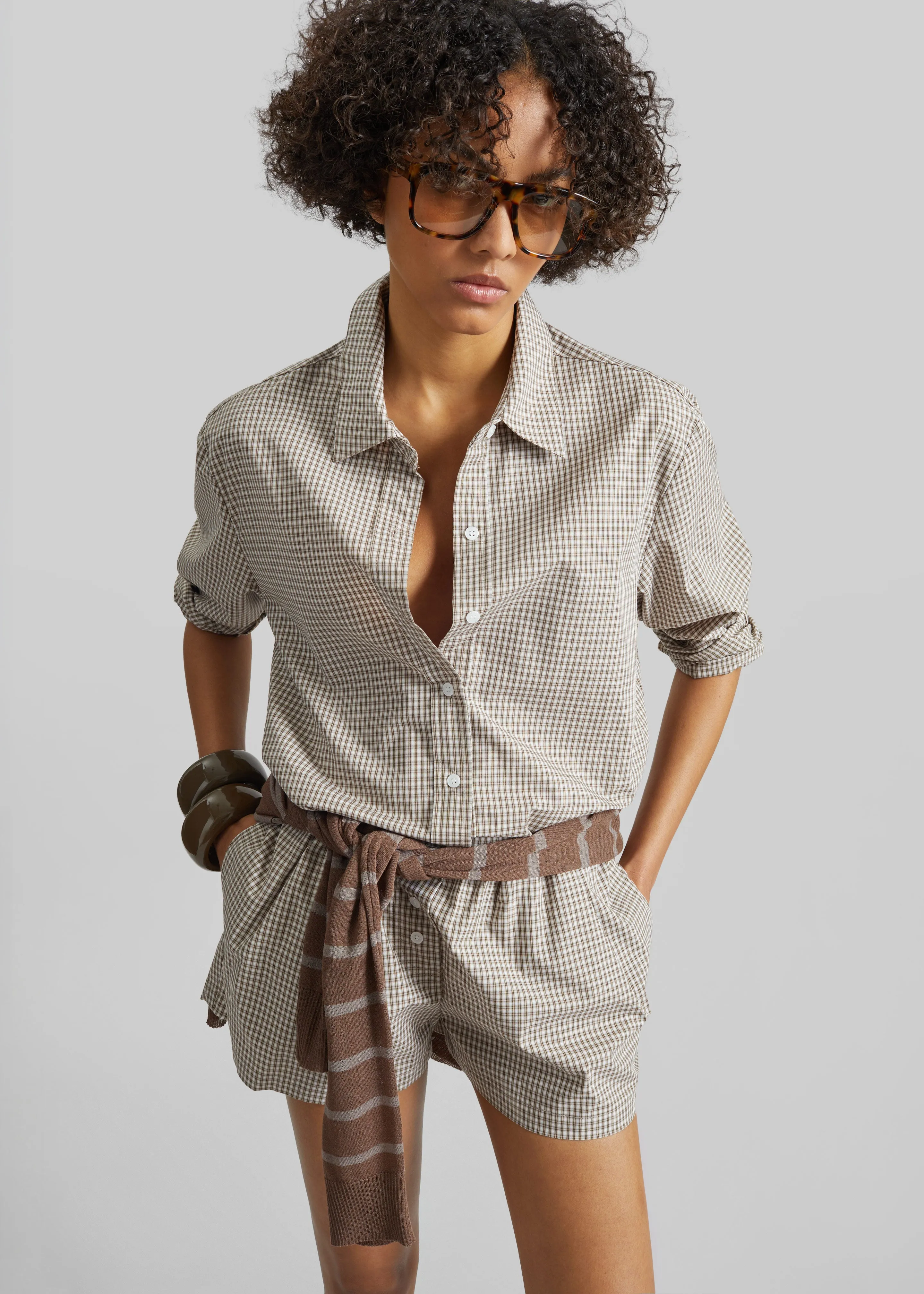 Odemira Mini Boxer Shorts - Beige Plaid sold by Frankie Shop product image thumbnail 5