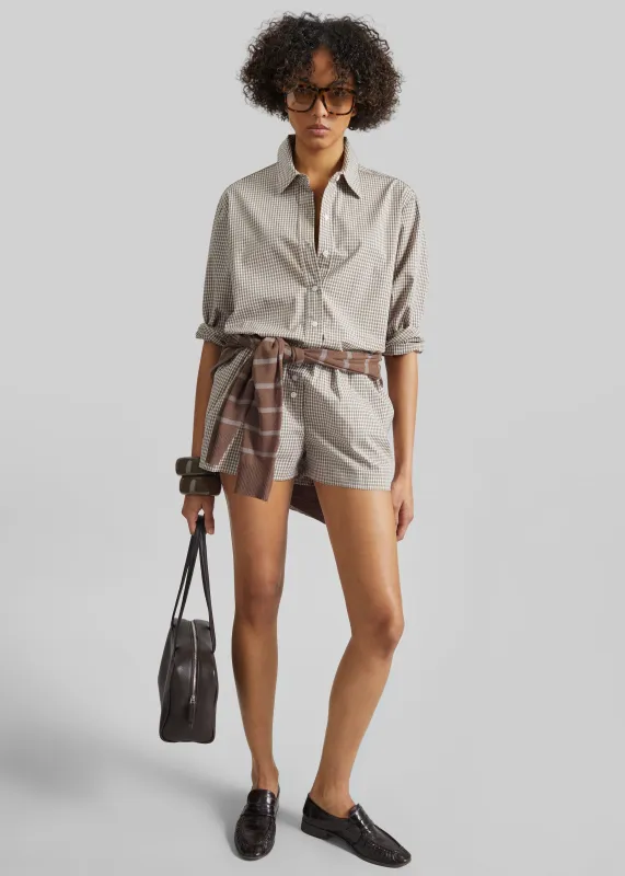 Odemira Mini Boxer Shorts - Beige Plaid made by Frankie Shop