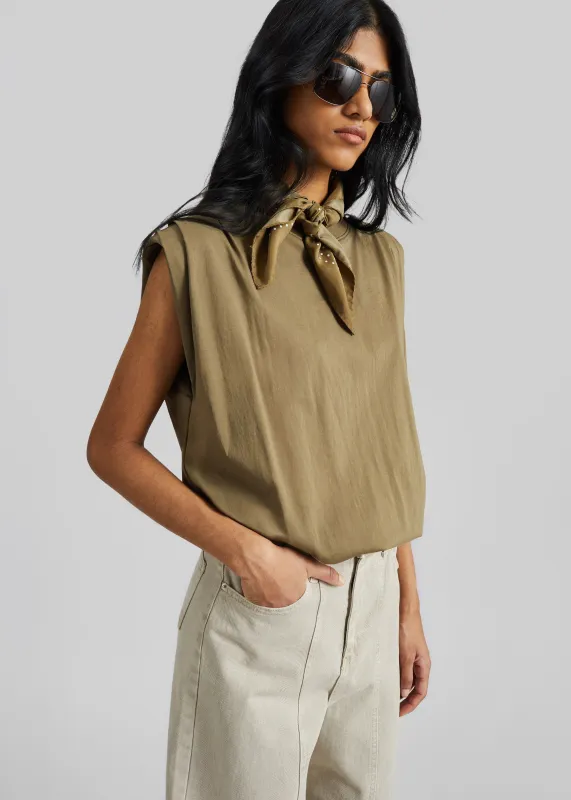 Alvor Padded Balloon Top - Olive made by Frankie Shop