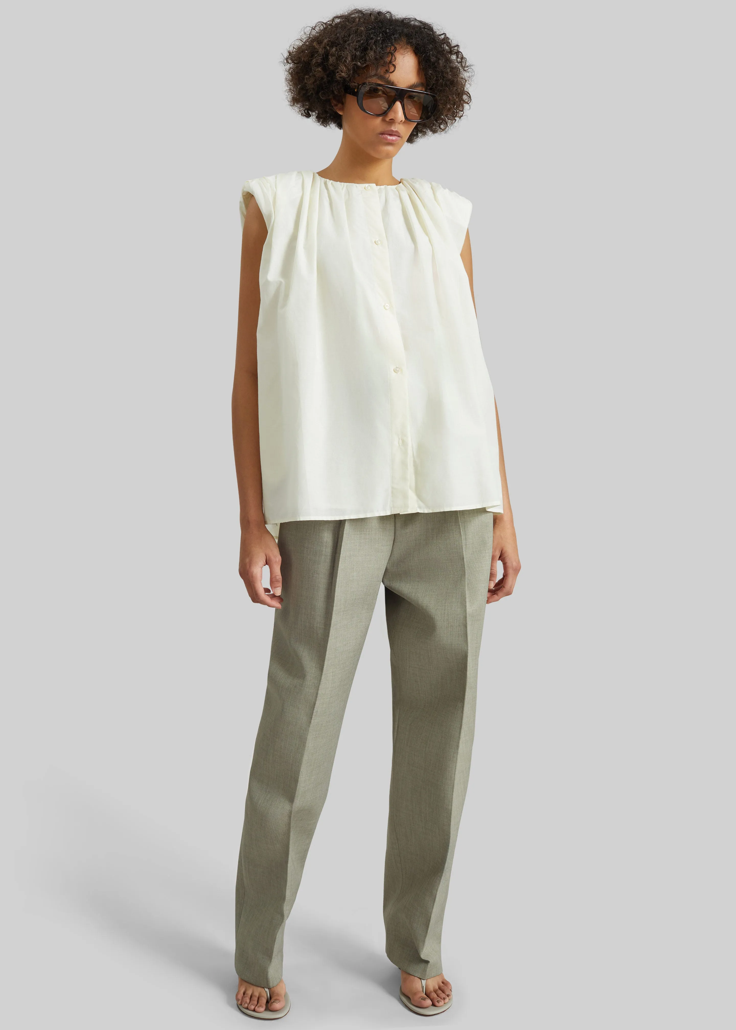 Loulou de Saison Anca Gathered Blouse - Ivory sold by Frankie Shop product image thumbnail 2