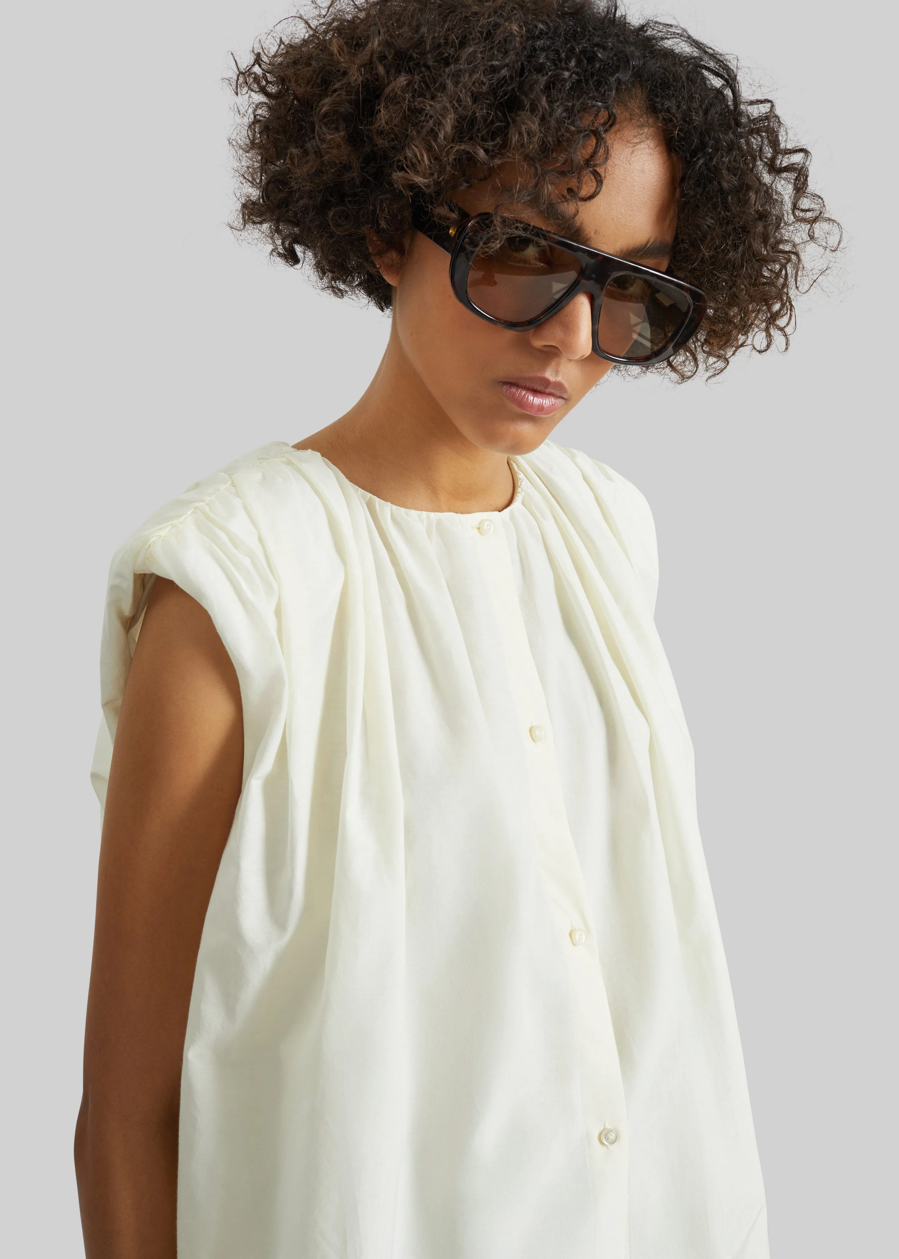 Loulou de Saison Anca Gathered Blouse - Ivory sold by Frankie Shop