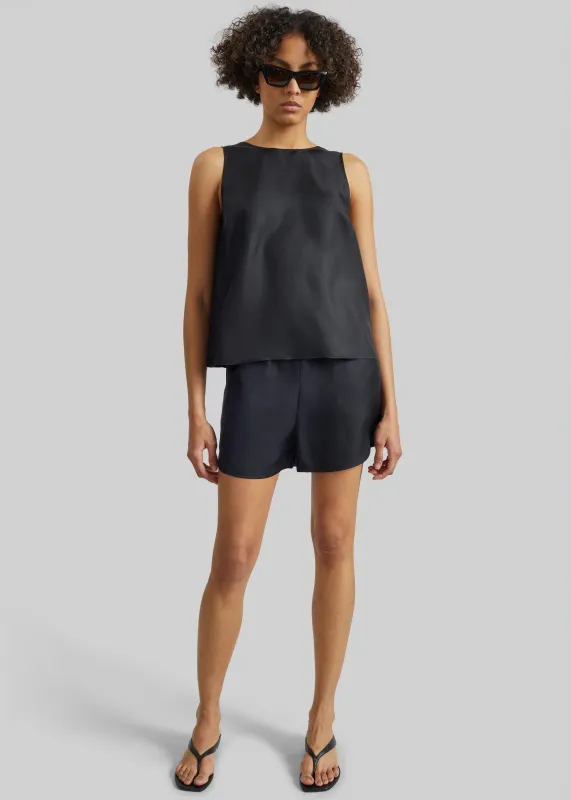 Loulou de Saison Cabo Elasticated Silk Shorts - Black made by Loulou De Saison