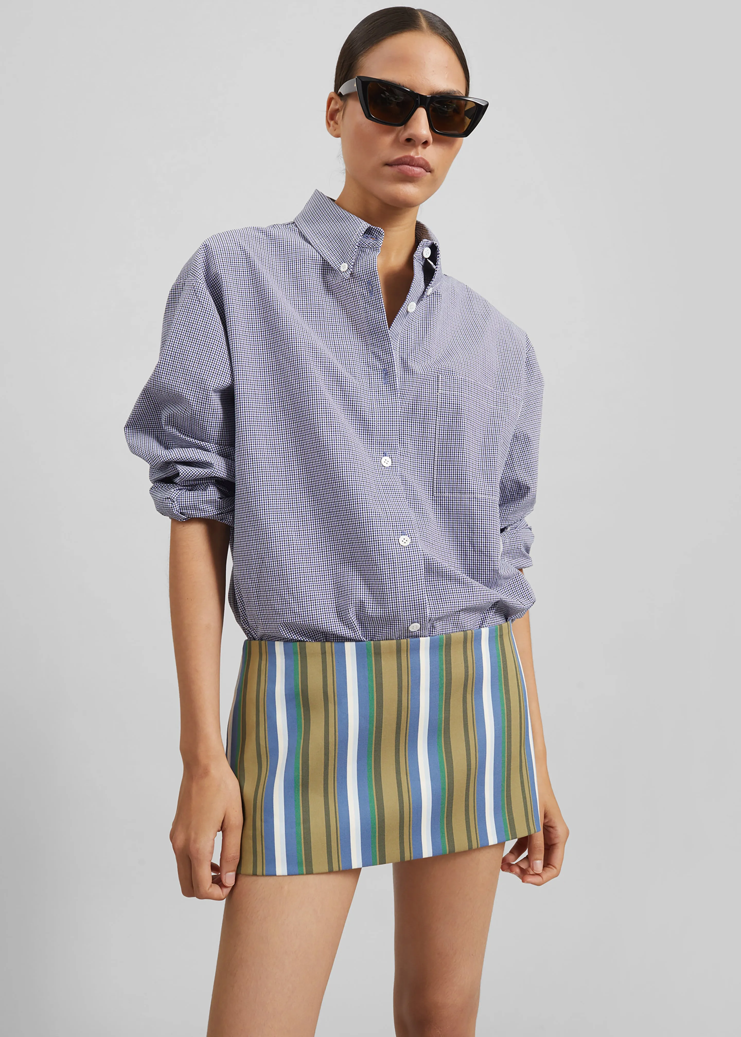 Hera Mini Skirt - Green Multi Stripe sold by Frankie Shop