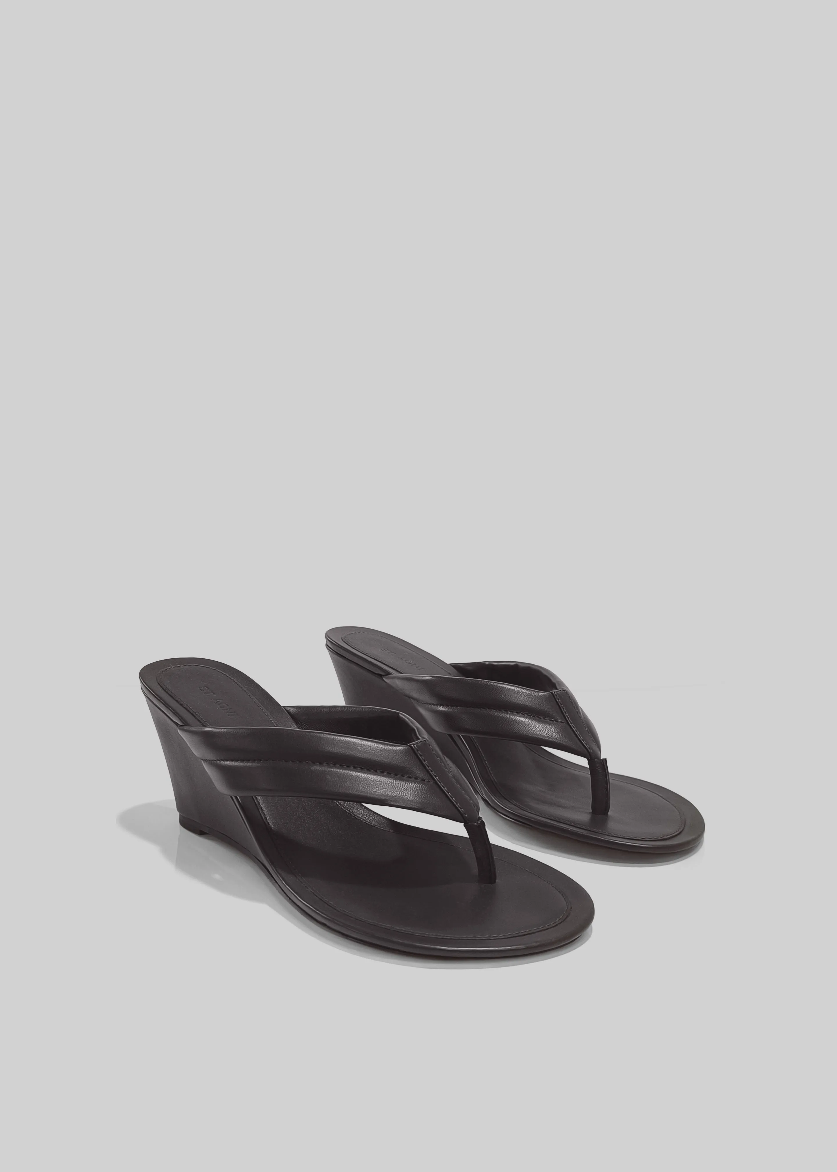 St. Agni Stitch Detail Thong Wedges - Coffee sold by Frankie Shop