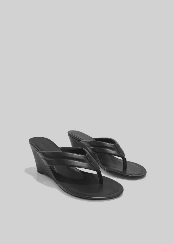 St. Agni Stitch Detail Thong Wedges - Black made by St. Agni