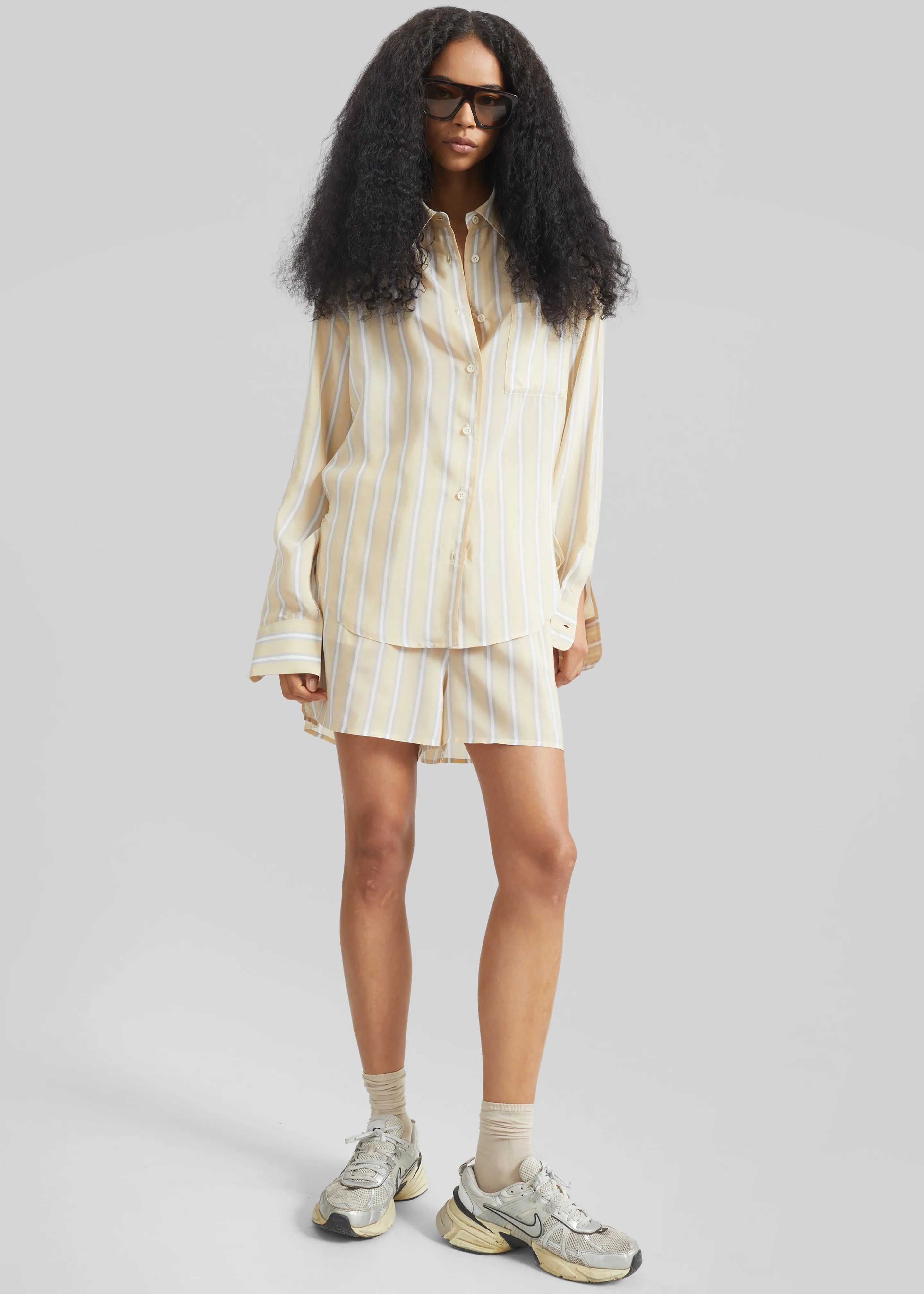 Peri Fluid Shirt - Yellow/White Stripe sold by Frankie Shop product image thumbnail 5