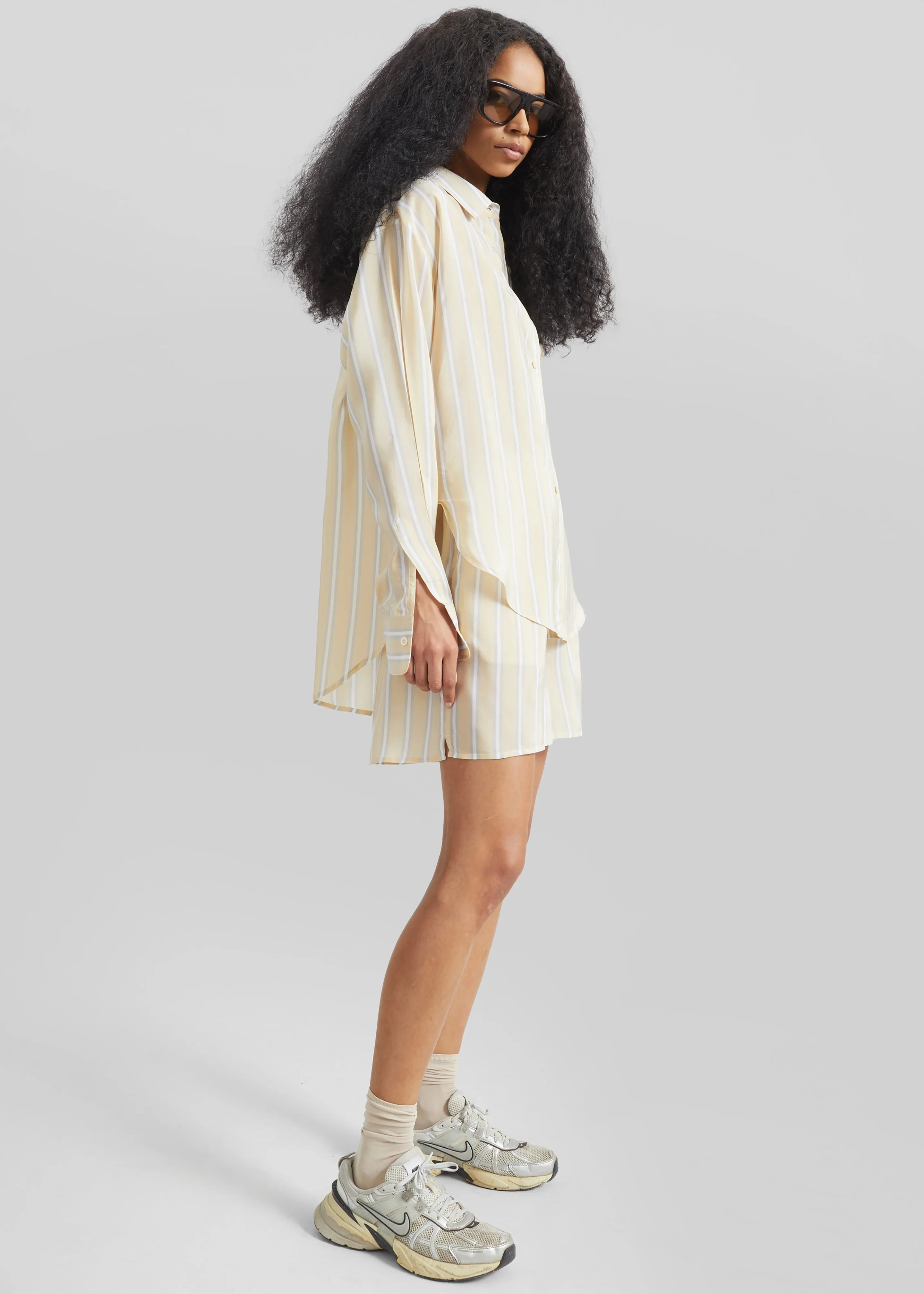 Peri Fluid Shirt - Yellow/White Stripe sold by Frankie Shop product image thumbnail 4
