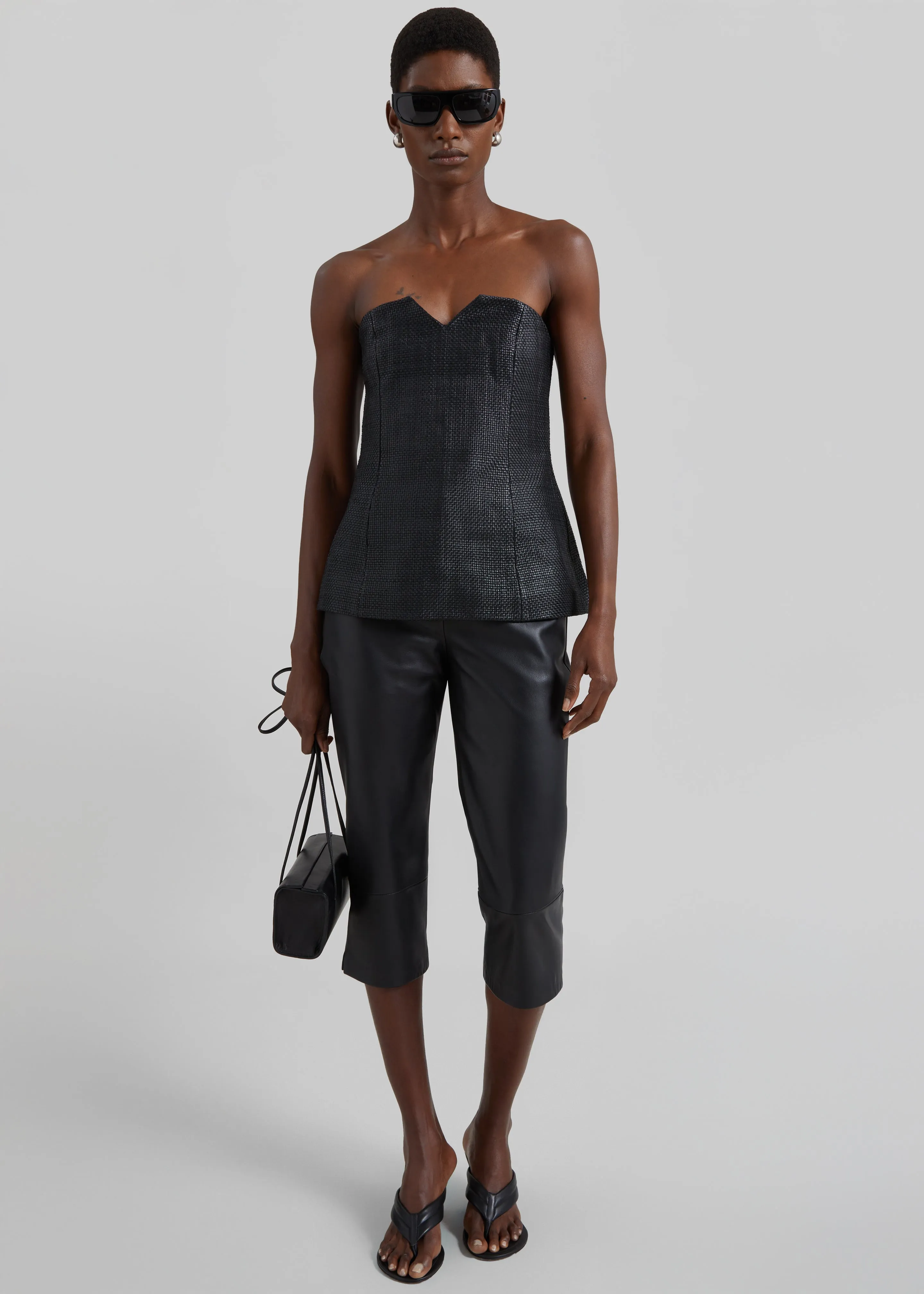 St. Agni Woven Leather Strapless Bodice - Black sold by Frankie Shop product image thumbnail 3