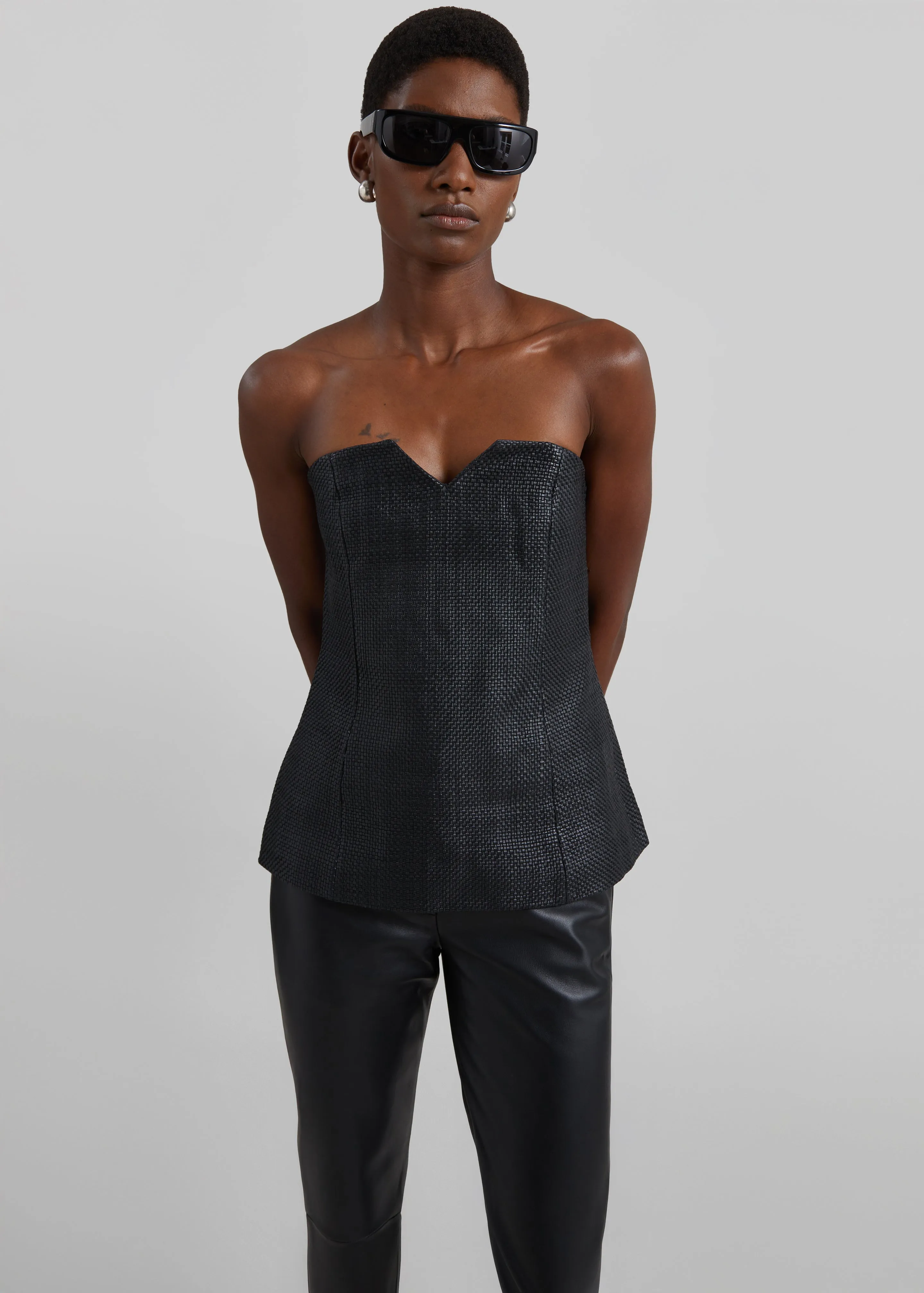 St. Agni Woven Leather Strapless Bodice - Black sold by Frankie Shop product image thumbnail 2