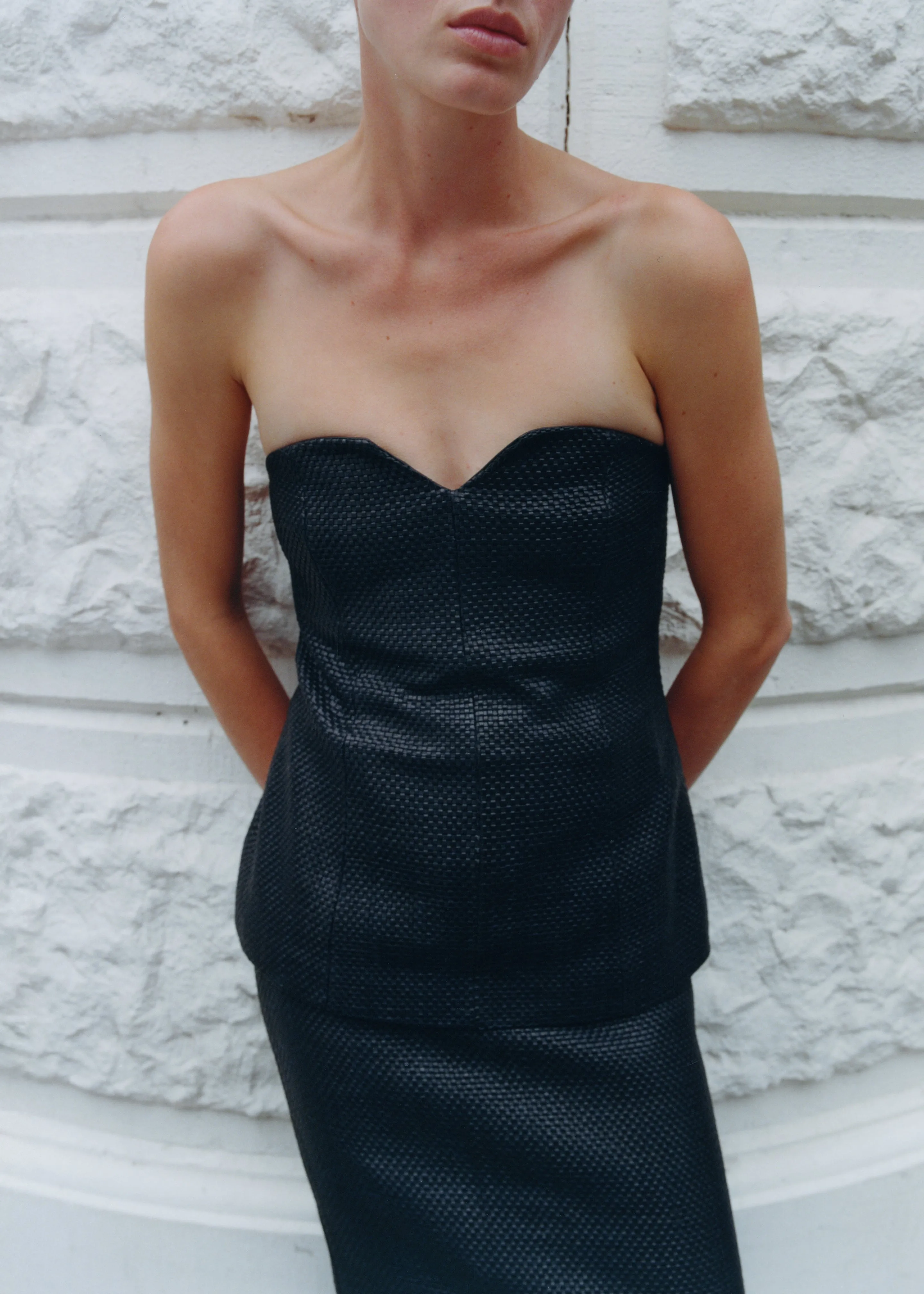 St. Agni Woven Leather Strapless Bodice - Black sold by Frankie Shop