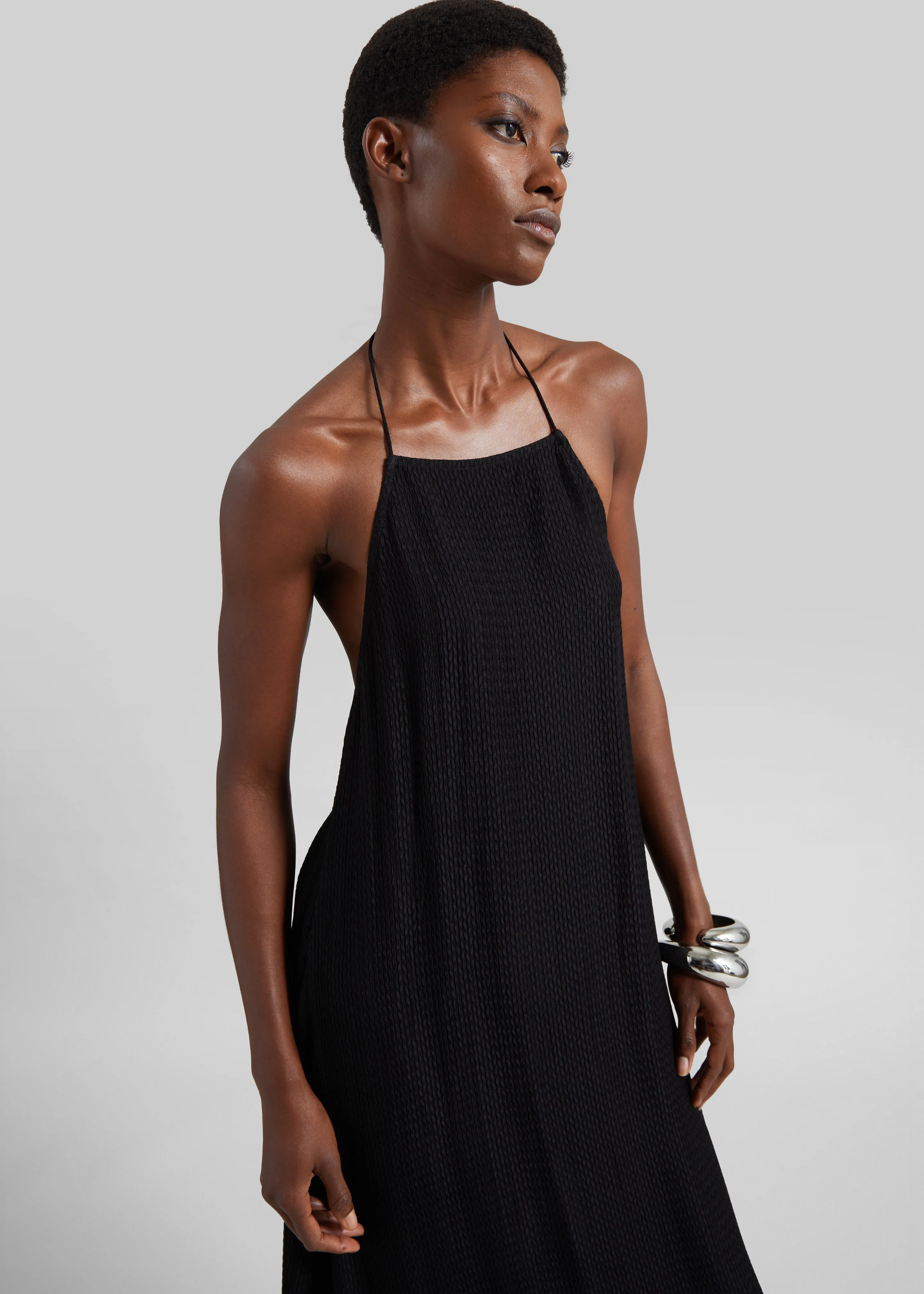 St. Agni Textured Weave Halter Dress - Black sold by Frankie Shop product image thumbnail 3
