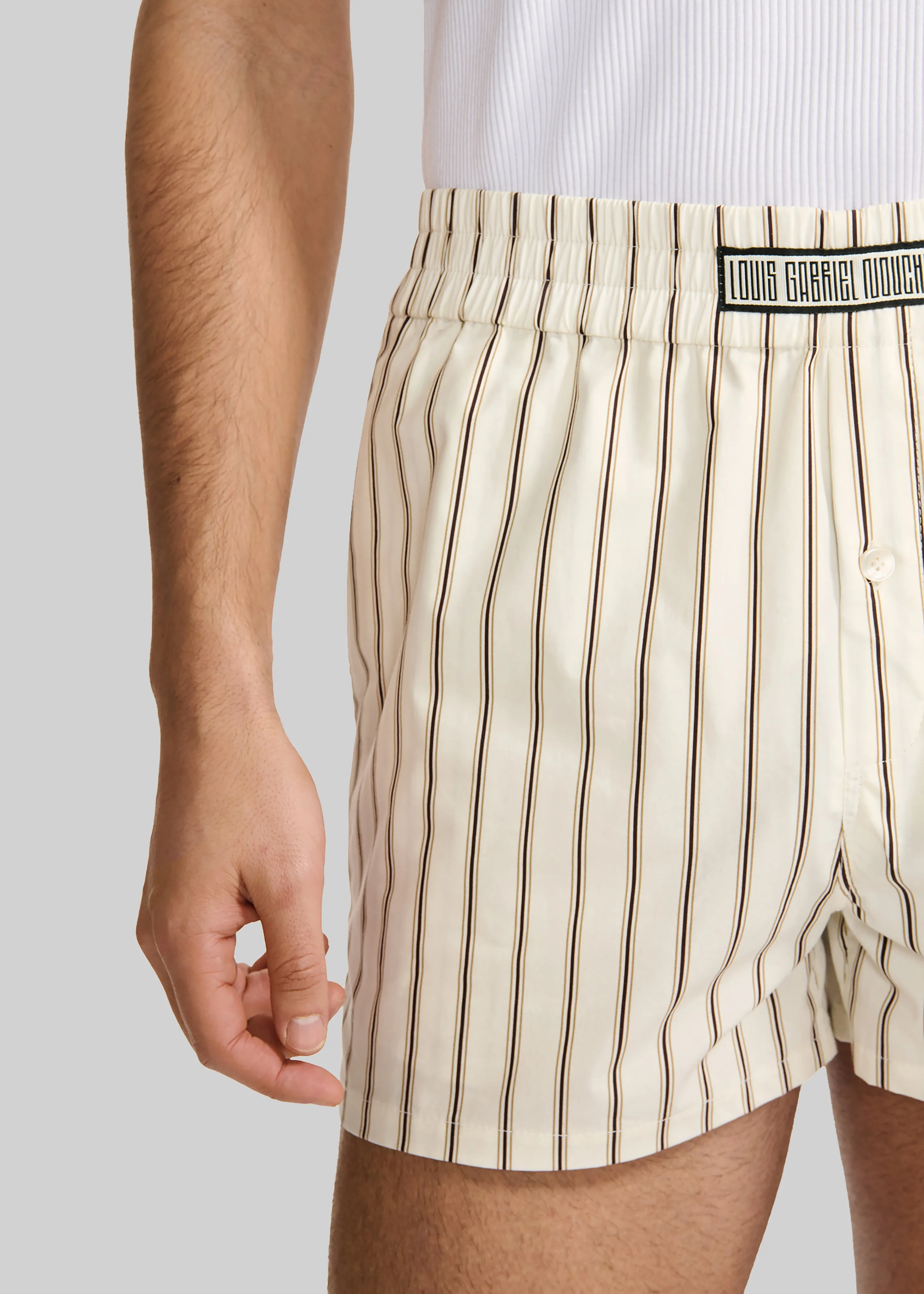 Louis Gabriel Nouchi Striped Cotton Shorts - Desert Pinstripes sold by Frankie Shop product image thumbnail 2