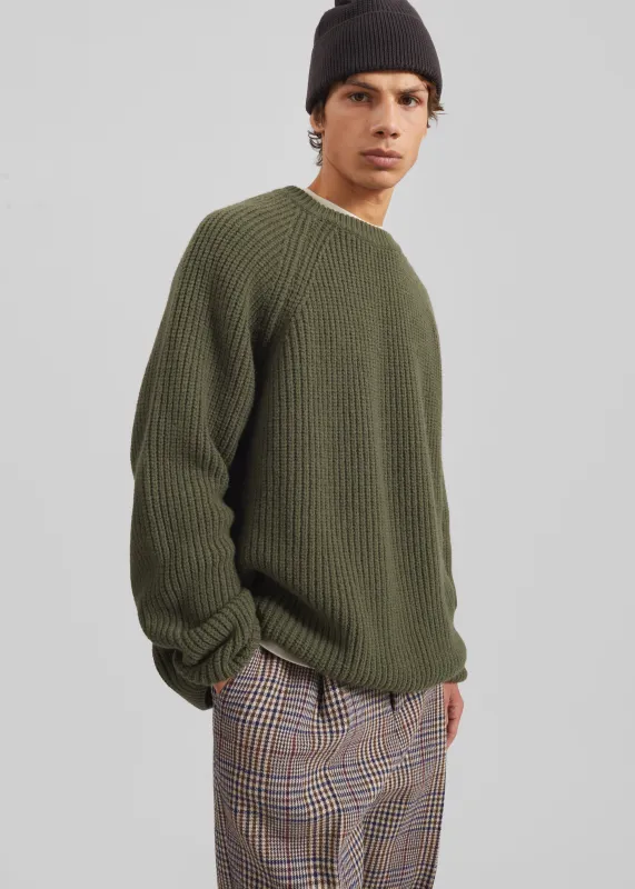 Carter Crewneck Sweater - Olive made by Frankie Shop