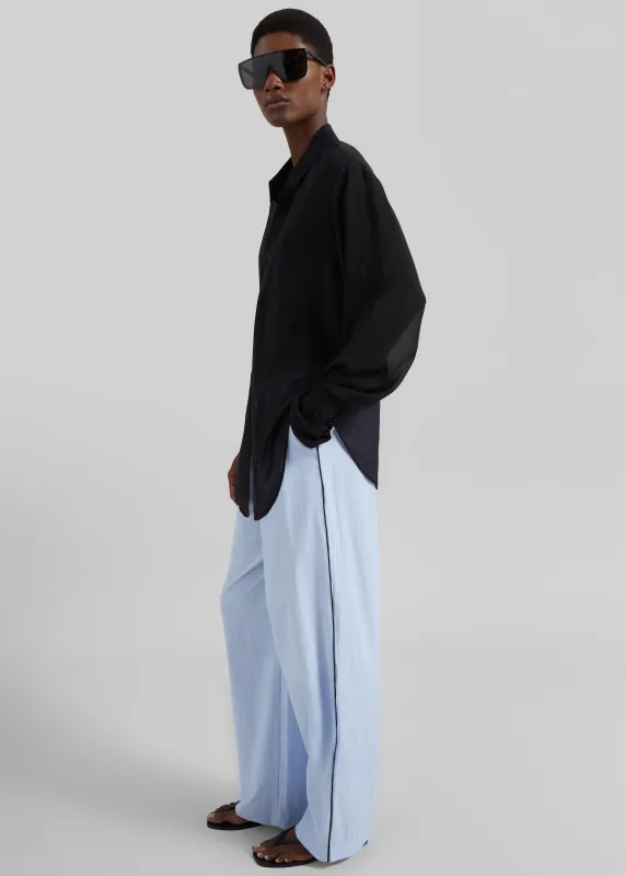 Porto Contrast Piped Pants - Blue/White Stripe made by Frankie Shop