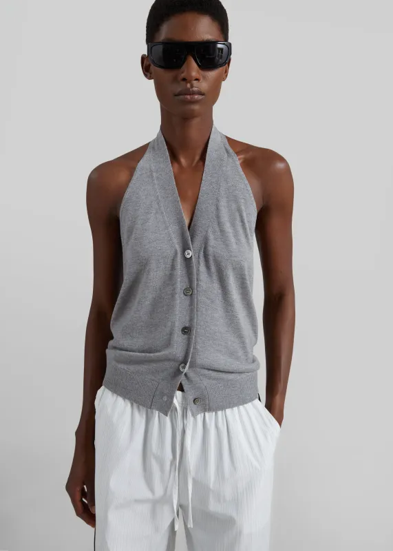 Nimi Knit Halter Top - Grey made by Frankie Shop