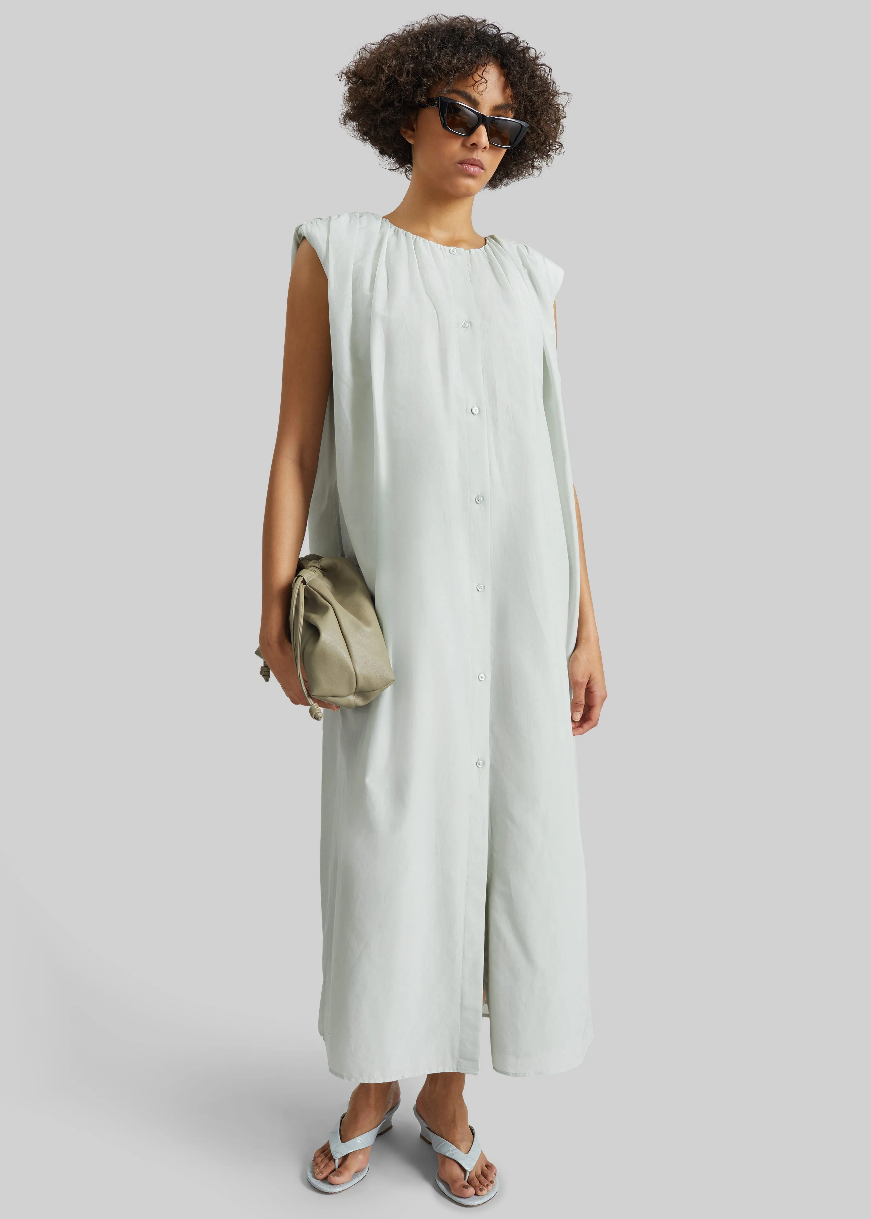 Loulou de Saison Cora Midi Cotton Silk Voile Dress - Mist sold by Frankie Shop product image thumbnail 2