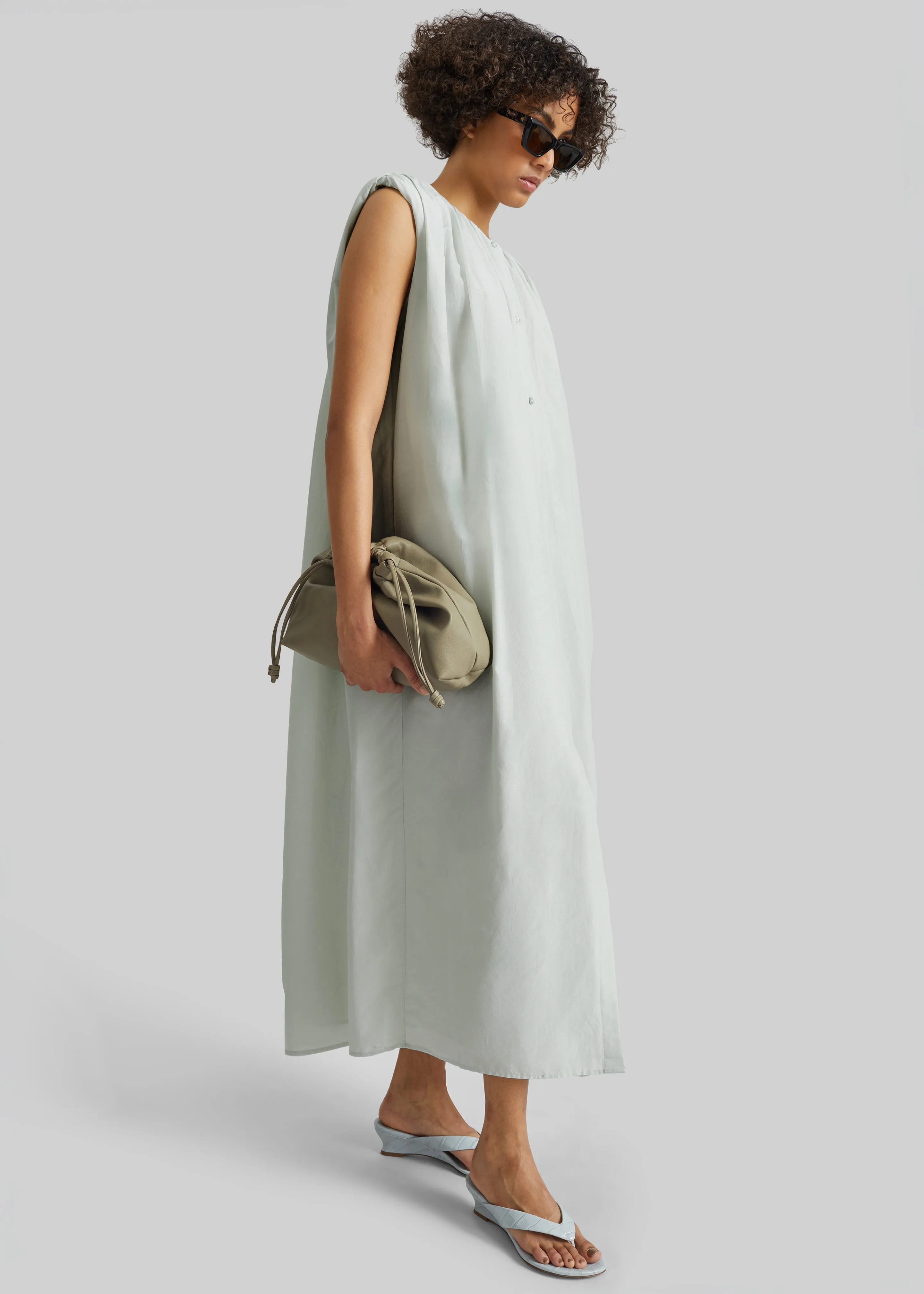 Loulou de Saison Cora Midi Cotton Silk Voile Dress - Mist sold by Frankie Shop product image thumbnail 3