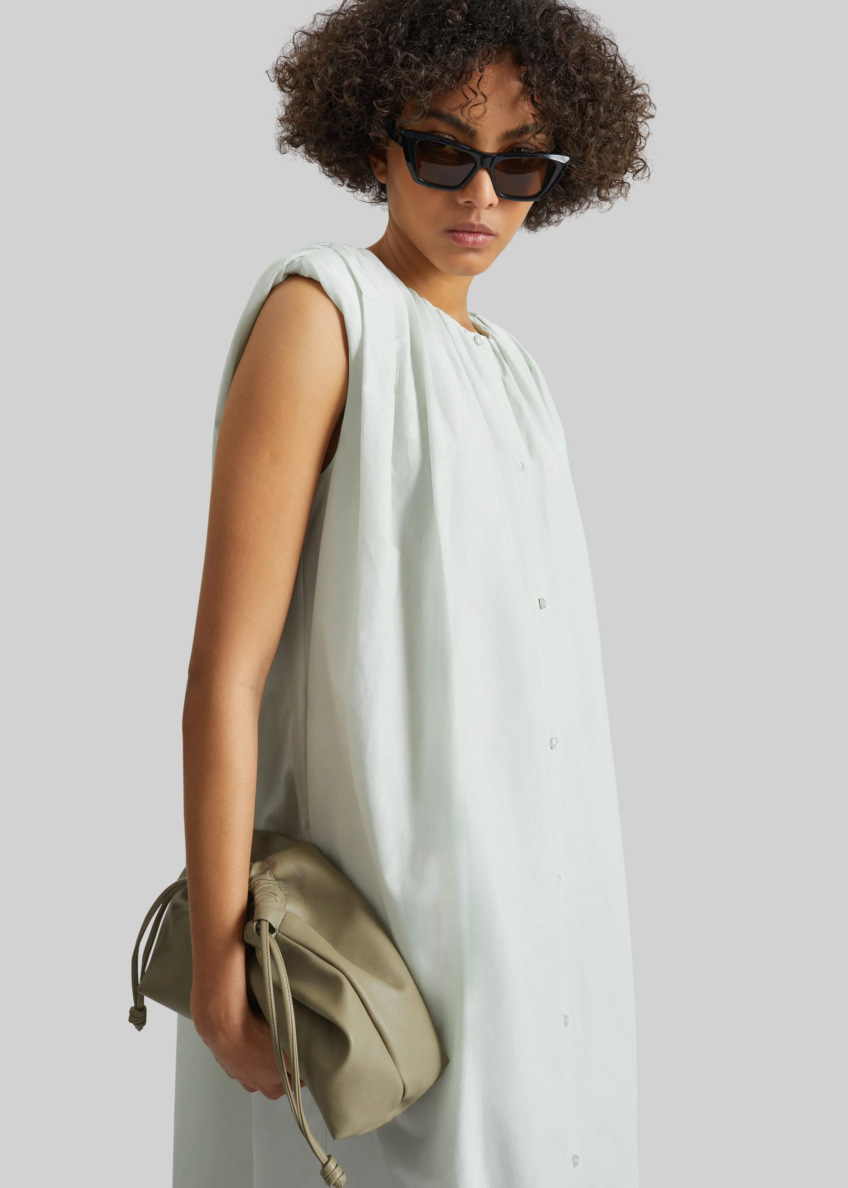 Loulou de Saison Cora Midi Cotton Silk Voile Dress - Mist sold by Frankie Shop