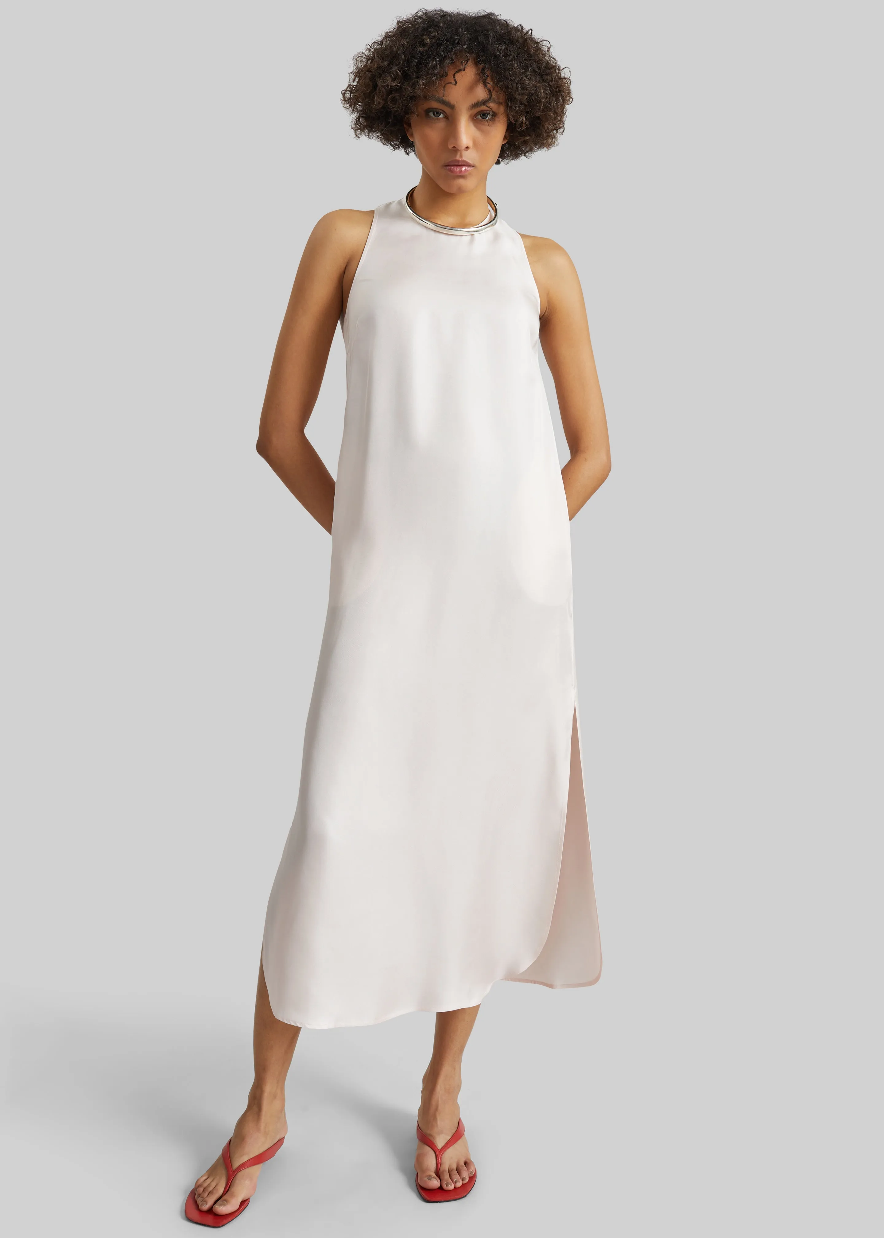 Loulou de Saison Paloma Long Silk Dress - Light Pink sold by Frankie Shop