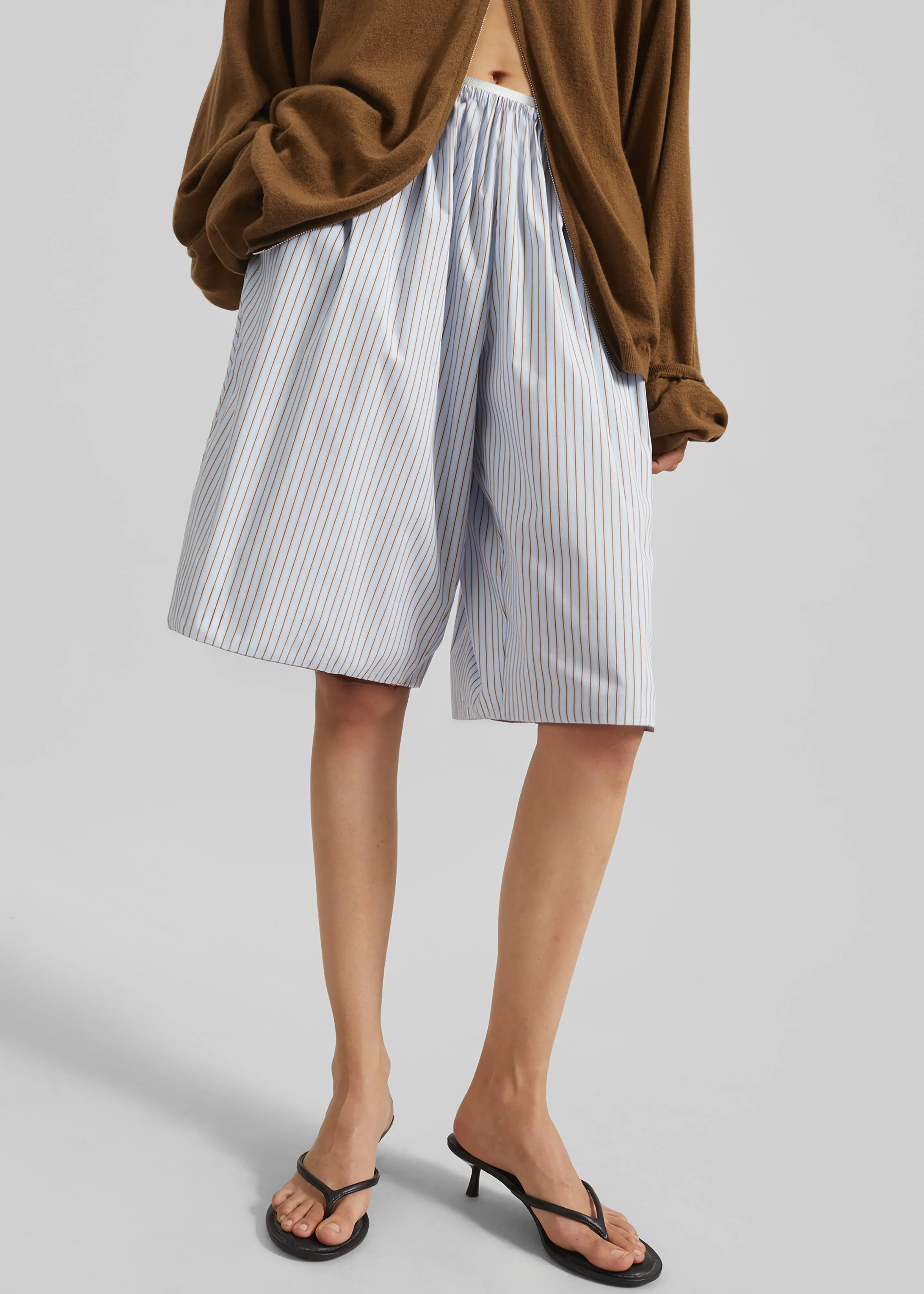 Elyn Cotton Bermuda Shorts - Light Blue/Brown Stripe sold by Frankie Shop product image thumbnail 2