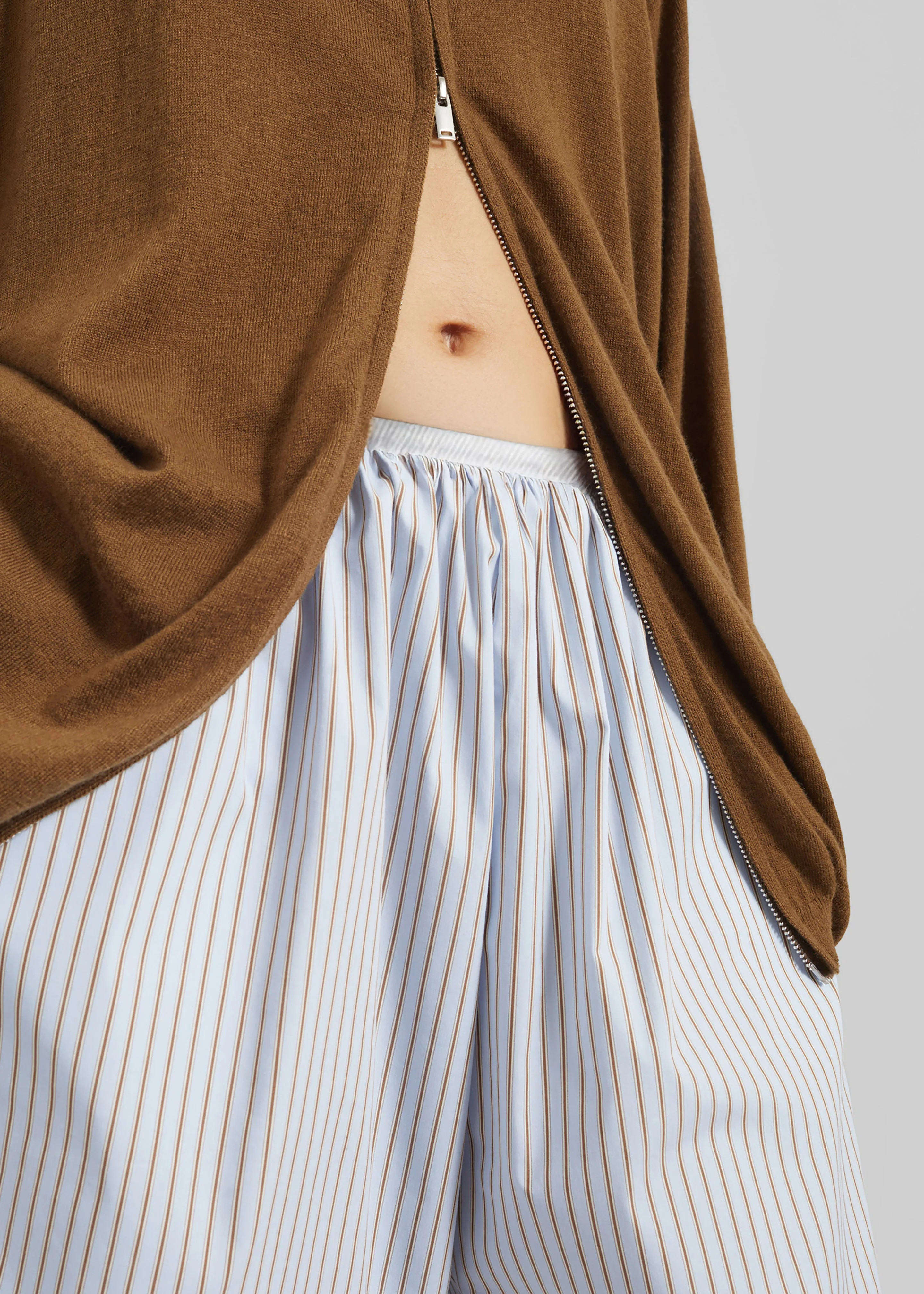 Elyn Cotton Bermuda Shorts - Light Blue/Brown Stripe sold by Frankie Shop product image thumbnail 5