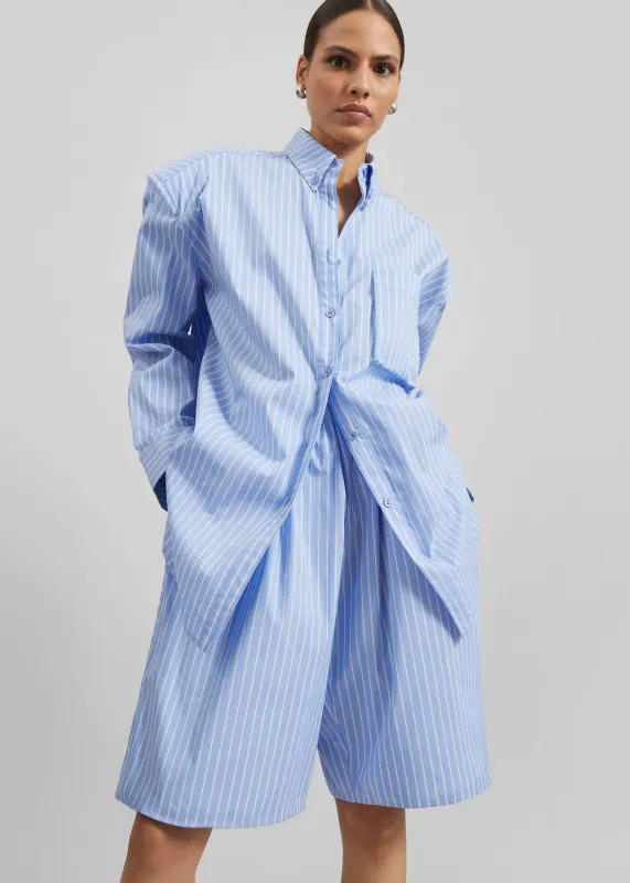 Elyn Cotton Bermuda Shorts - Blue/White Stripe made by Frankie Shop